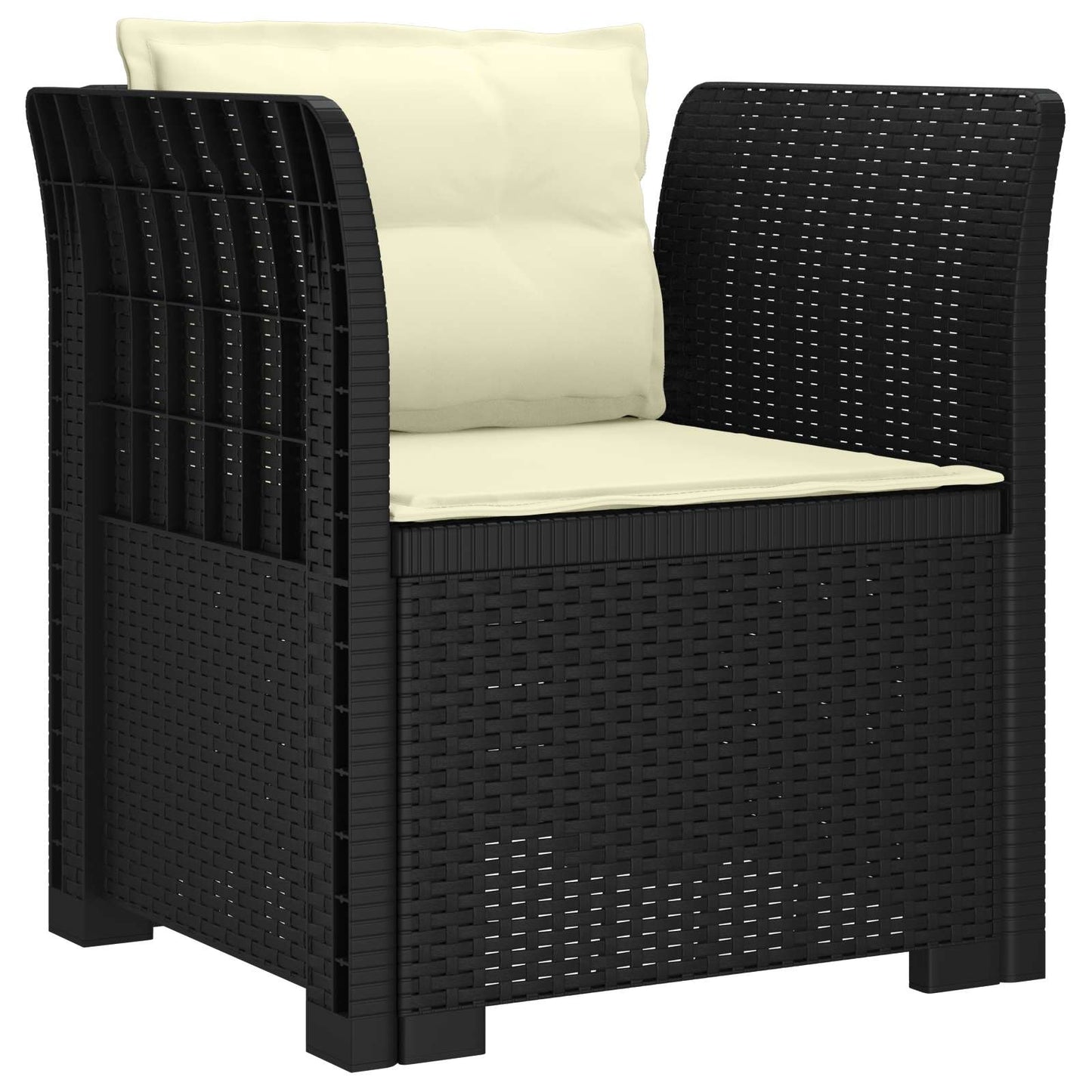 Eénpersoons Fauteuil met Kussens Rattan Look PP Antraciet is nu te koop bij PeponiXL, paradijselijk wonen!