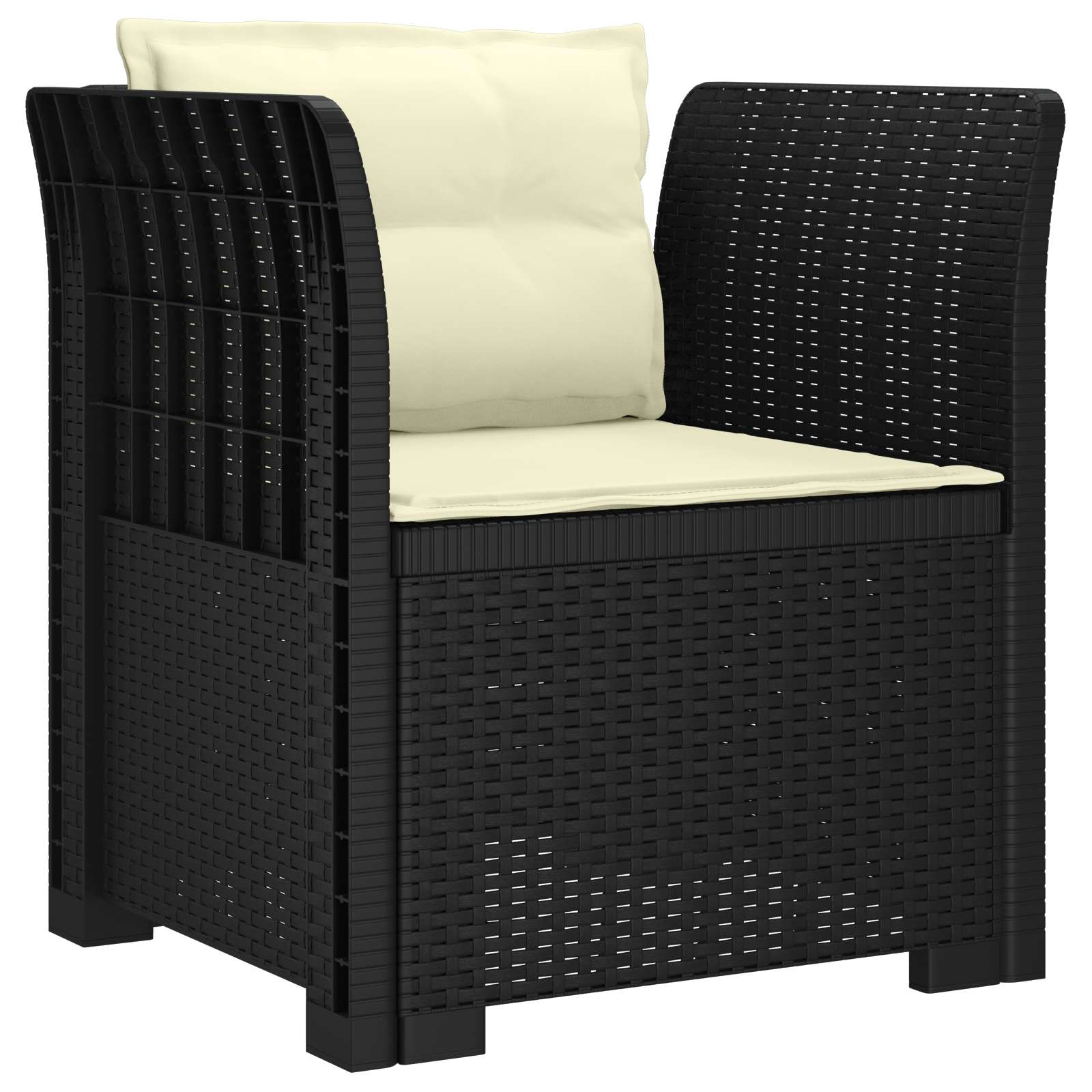 Eénpersoons Fauteuil met Kussens Rattan Look PP Antraciet is nu te koop bij PeponiXL, paradijselijk wonen!