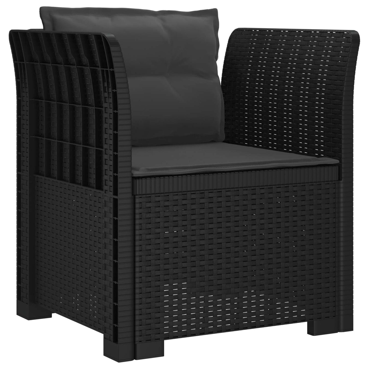 Eénpersoons Fauteuil met Kussens Rattan Look PP Antraciet is nu te koop bij PeponiXL, paradijselijk wonen!