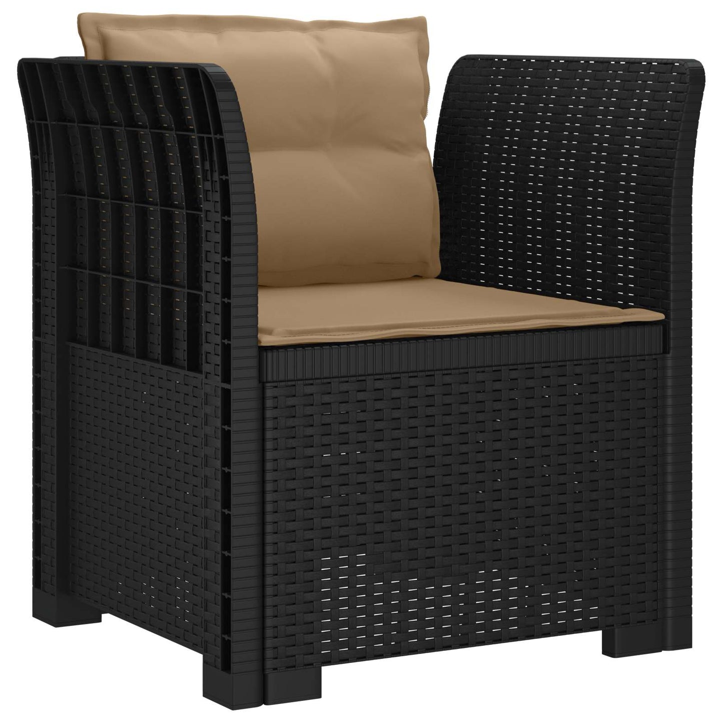 Eénpersoons Fauteuil met Kussens Rattan Look PP Antraciet is nu te koop bij PeponiXL, paradijselijk wonen!