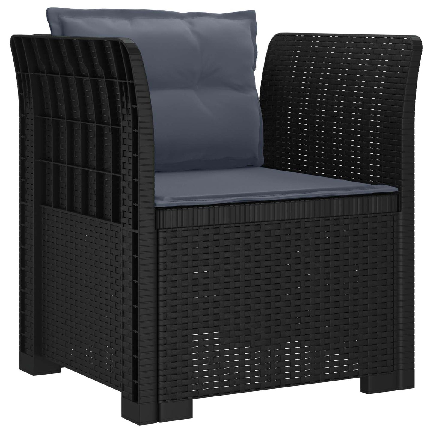 Eénpersoons Fauteuil met Kussens Rattan Look PP Antraciet is nu te koop bij PeponiXL, paradijselijk wonen!
