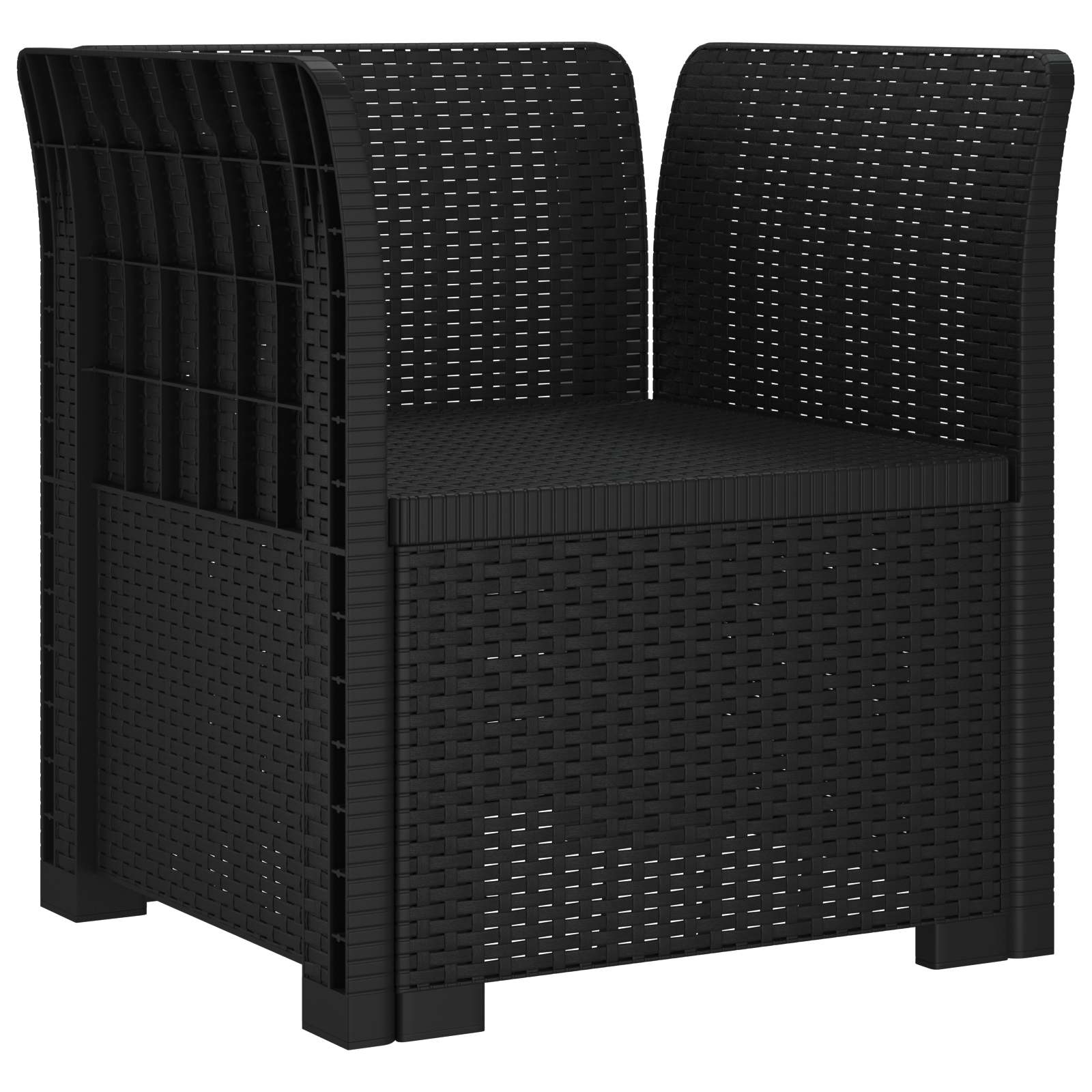 Eénpersoons Fauteuil met Kussens Rattan Look PP Antraciet is nu te koop bij PeponiXL, paradijselijk wonen!