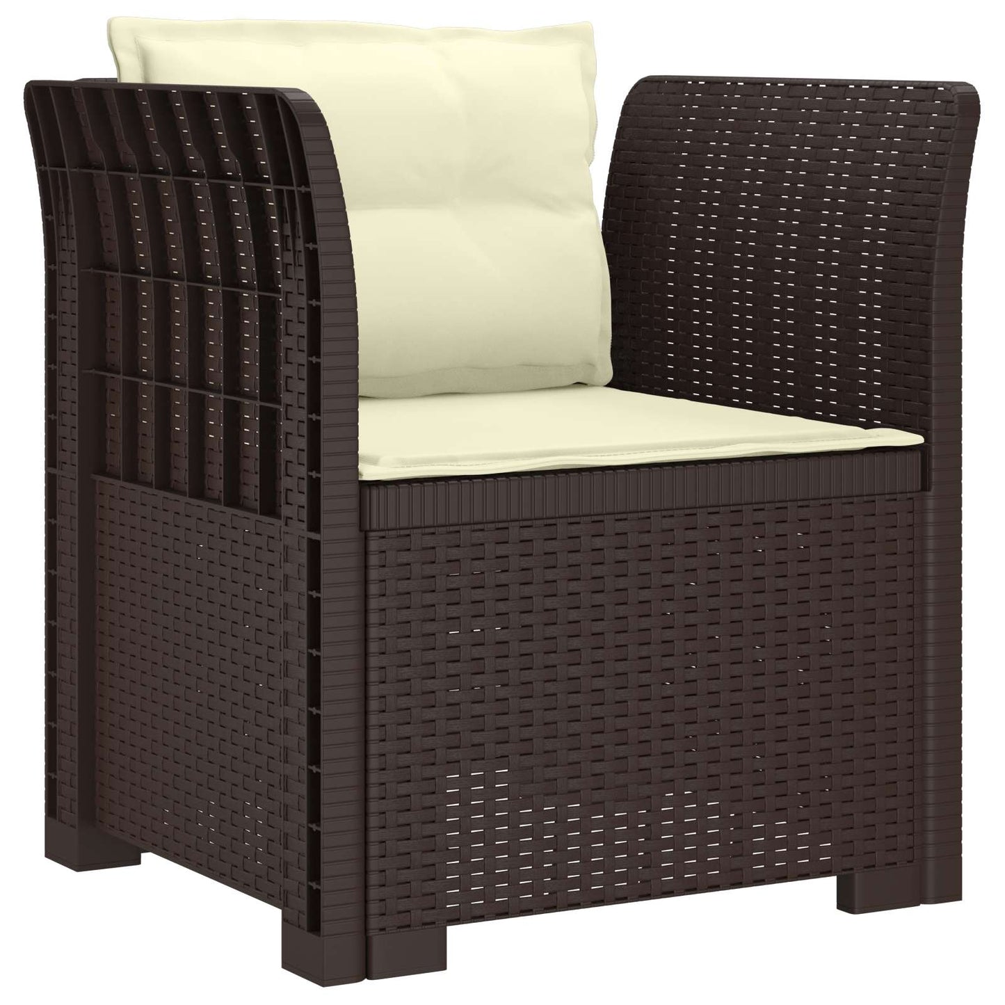 Eénpersoons Fauteuil met Kussens Rattan Look PP Bruin is nu te koop bij PeponiXL, paradijselijk wonen!