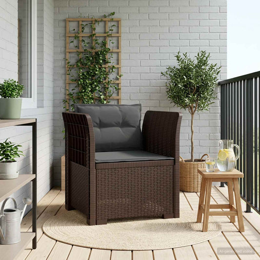 Eénpersoons Fauteuil met Kussens Rattan Look PP Bruin is nu te koop bij PeponiXL, paradijselijk wonen!