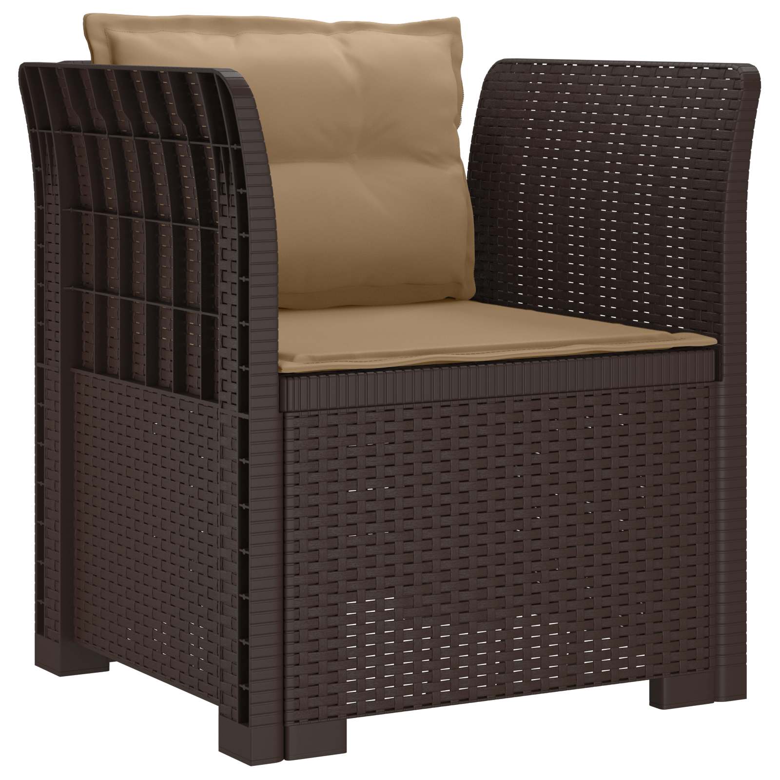 Eénpersoons Fauteuil met Kussens Rattan Look PP Bruin is nu te koop bij PeponiXL, paradijselijk wonen!