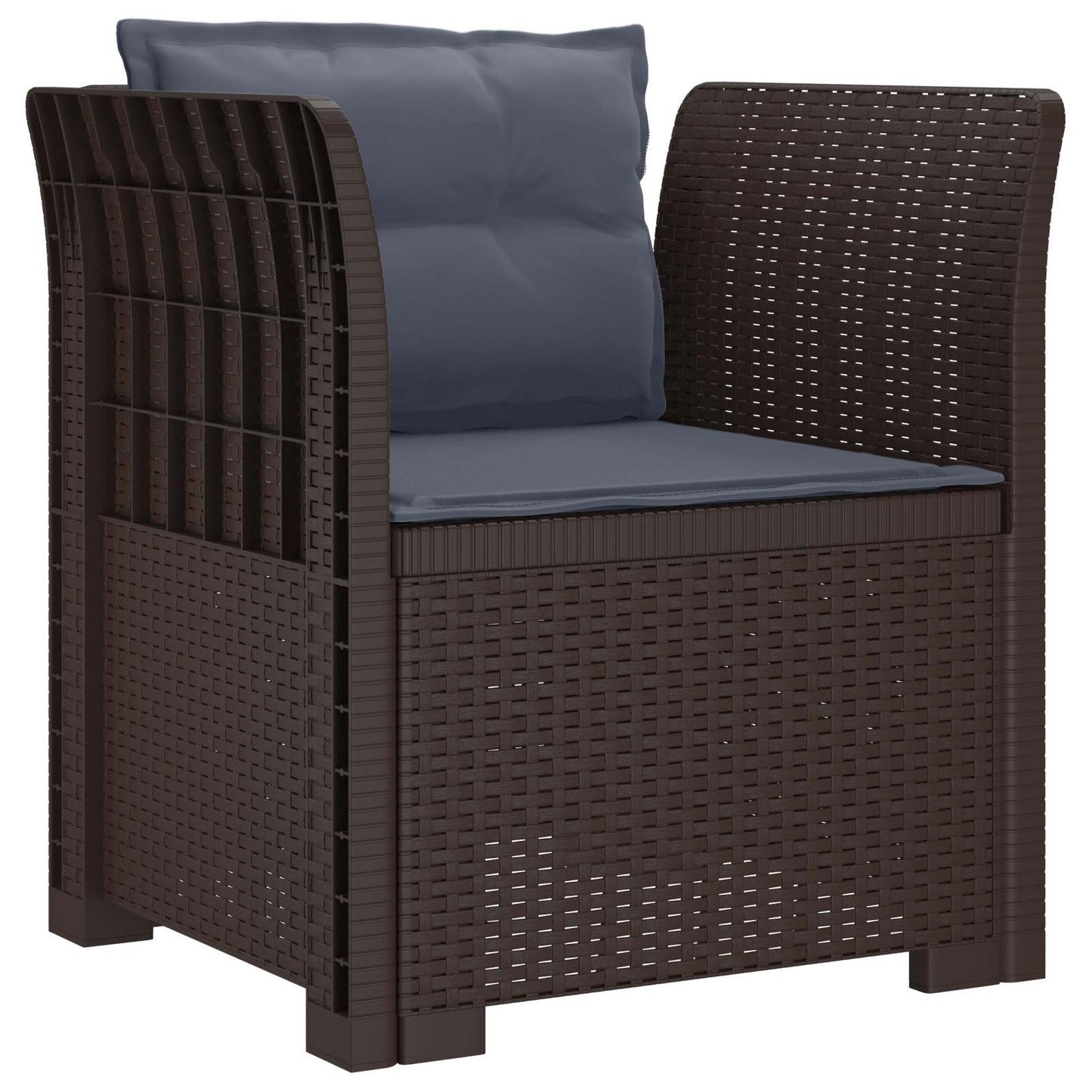 Eénpersoons Fauteuil met Kussens Rattan Look PP Bruin is nu te koop bij PeponiXL, paradijselijk wonen!
