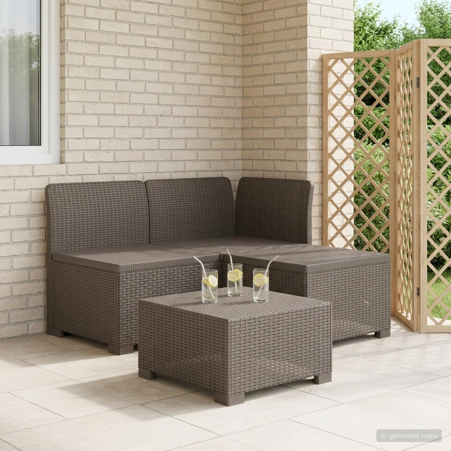 3-zits Tuinbank in Rattan Look PP Lichtgrijs is nu te koop bij PeponiXL, paradijselijk wonen!