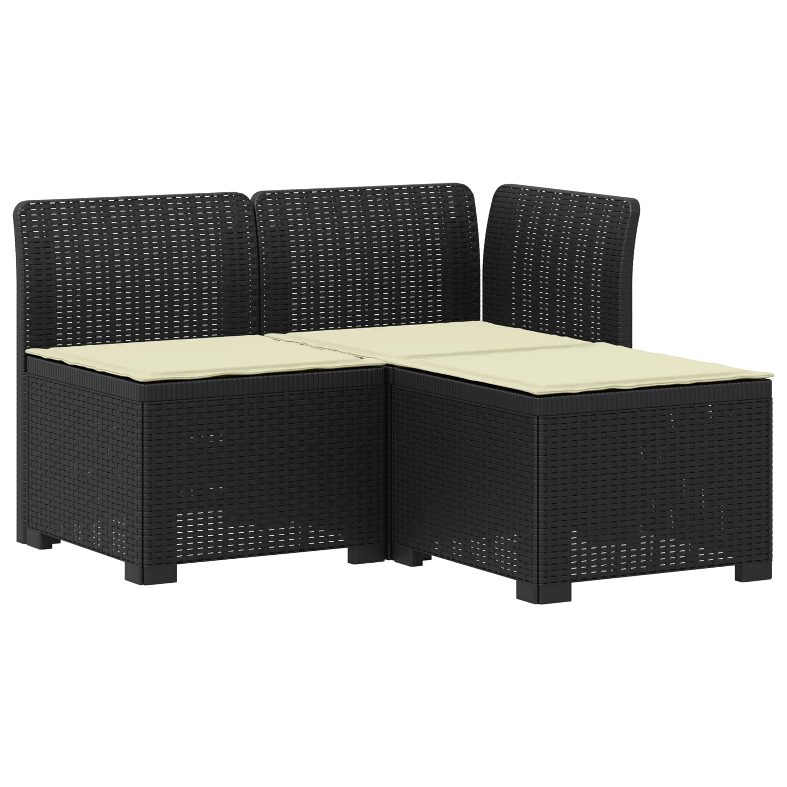 3-zits tuinbank met kussens in rattanlook PP Antraciet is nu te koop bij PeponiXL, paradijselijk wonen!