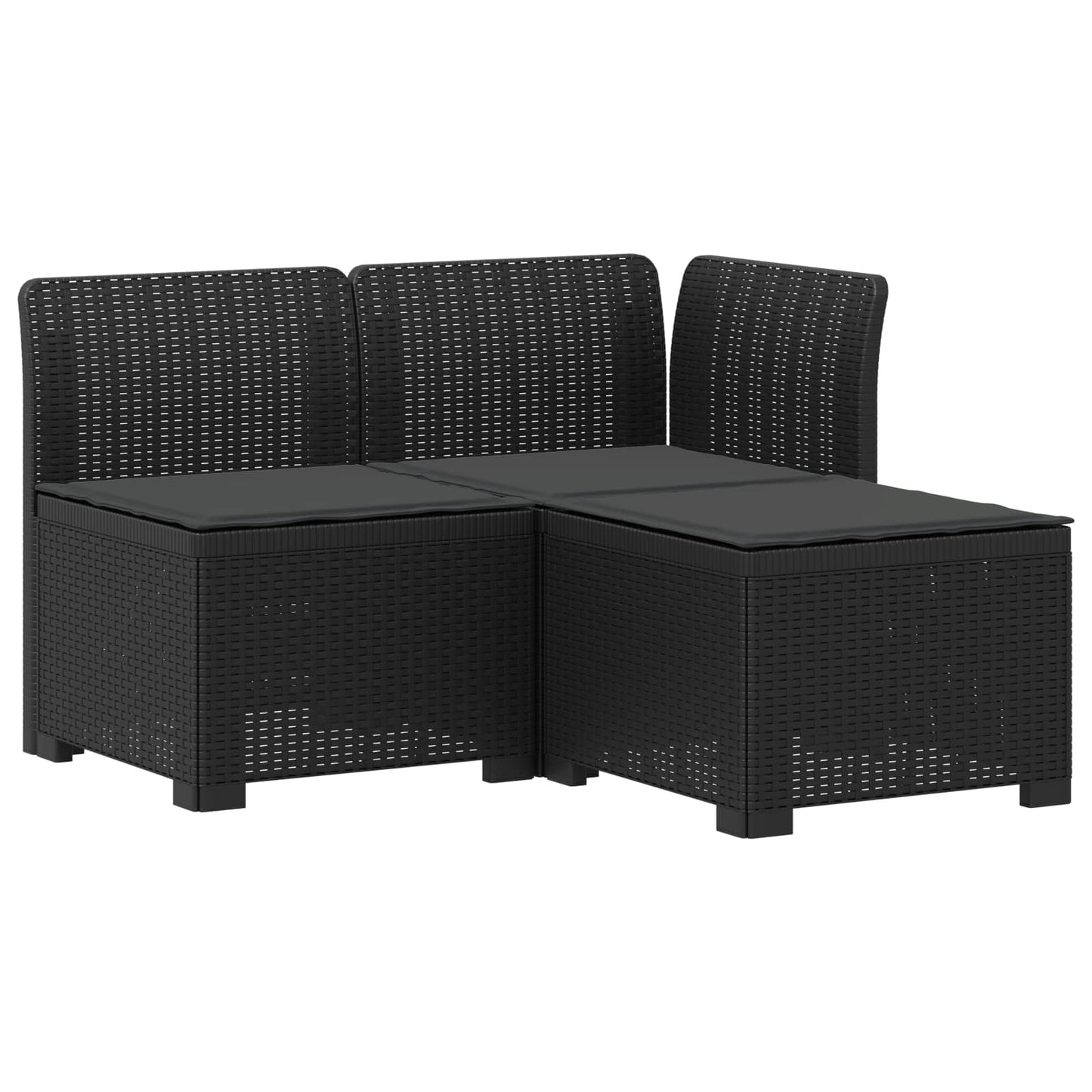 3-zits tuinbank met kussens in rattanlook PP Antraciet is nu te koop bij PeponiXL, paradijselijk wonen!