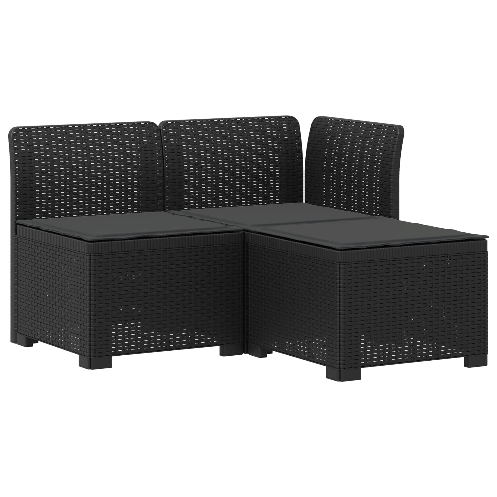 3-zits tuinbank met kussens in rattanlook PP Antraciet is nu te koop bij PeponiXL, paradijselijk wonen!