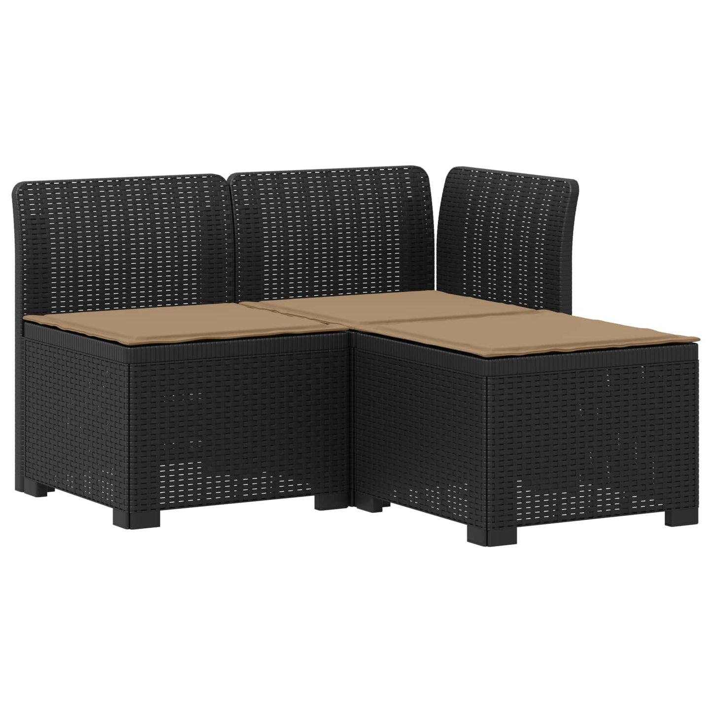 3-zits tuinbank met kussens in rattanlook PP Antraciet is nu te koop bij PeponiXL, paradijselijk wonen!