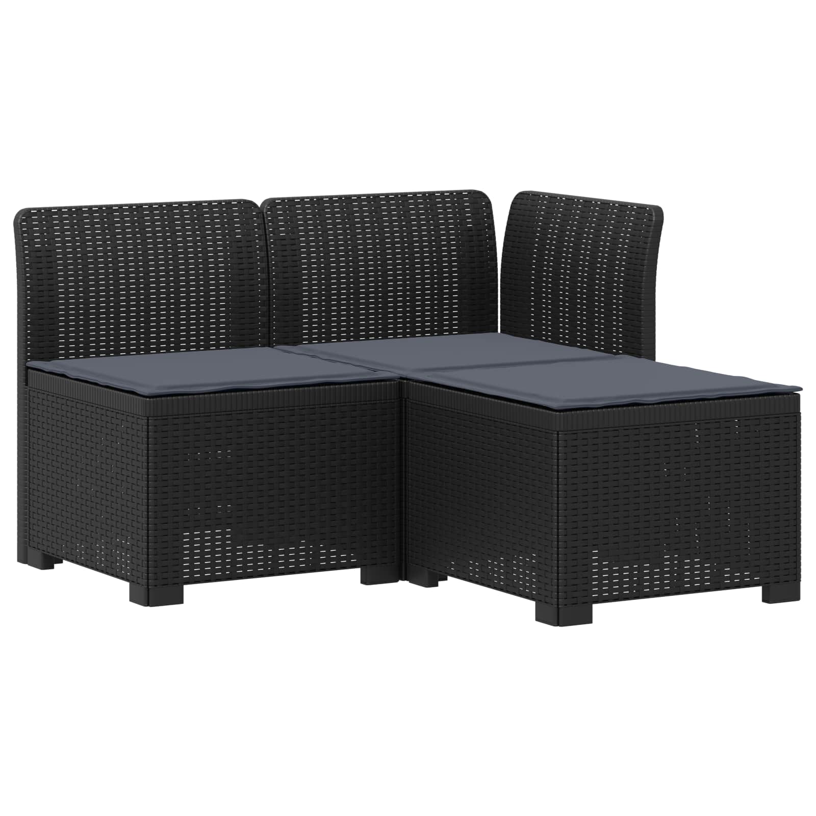 3-zits tuinbank met kussens in rattanlook PP Antraciet is nu te koop bij PeponiXL, paradijselijk wonen!