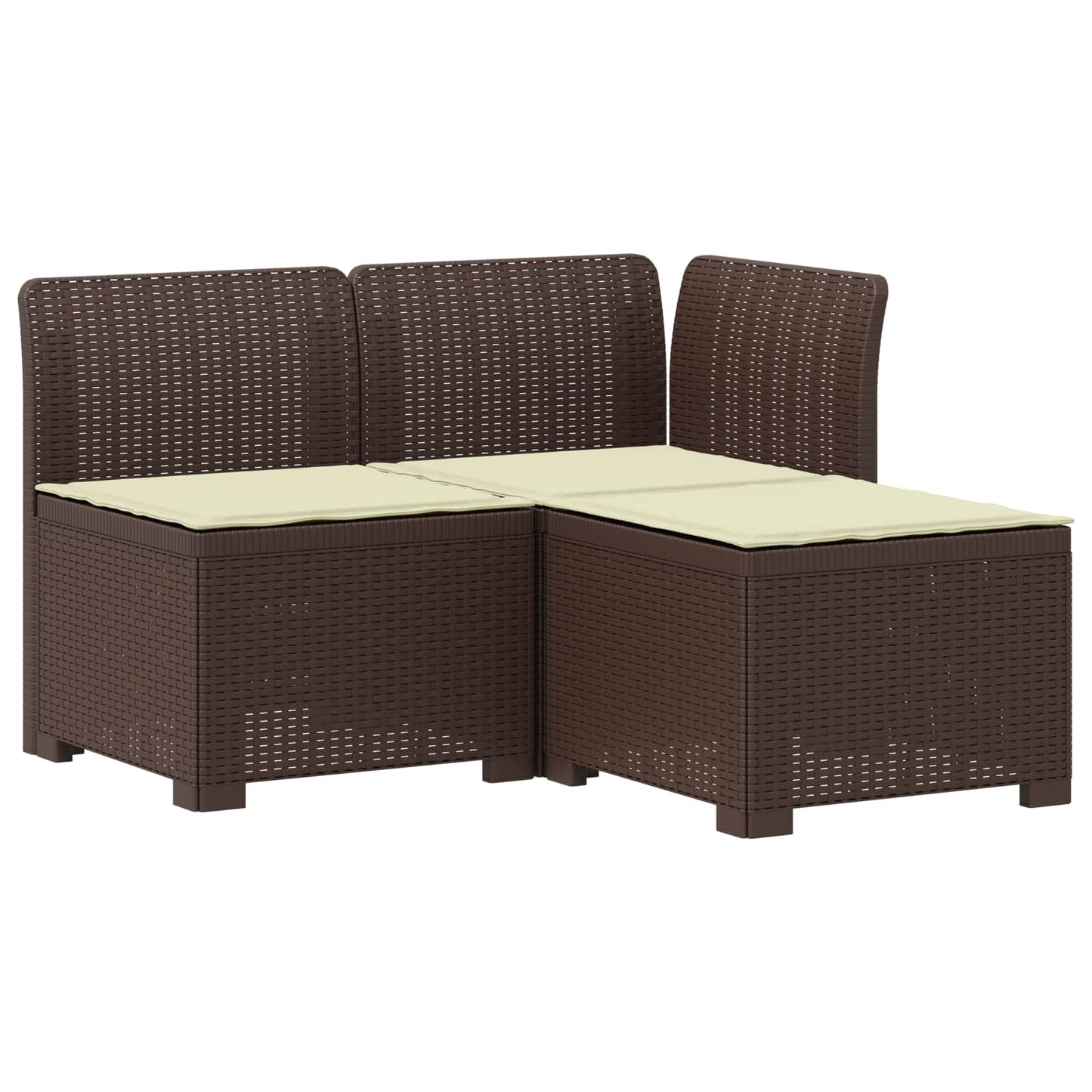 3-zits tuinbank met kussens in rattanlook PP Bruin is nu te koop bij PeponiXL, paradijselijk wonen!