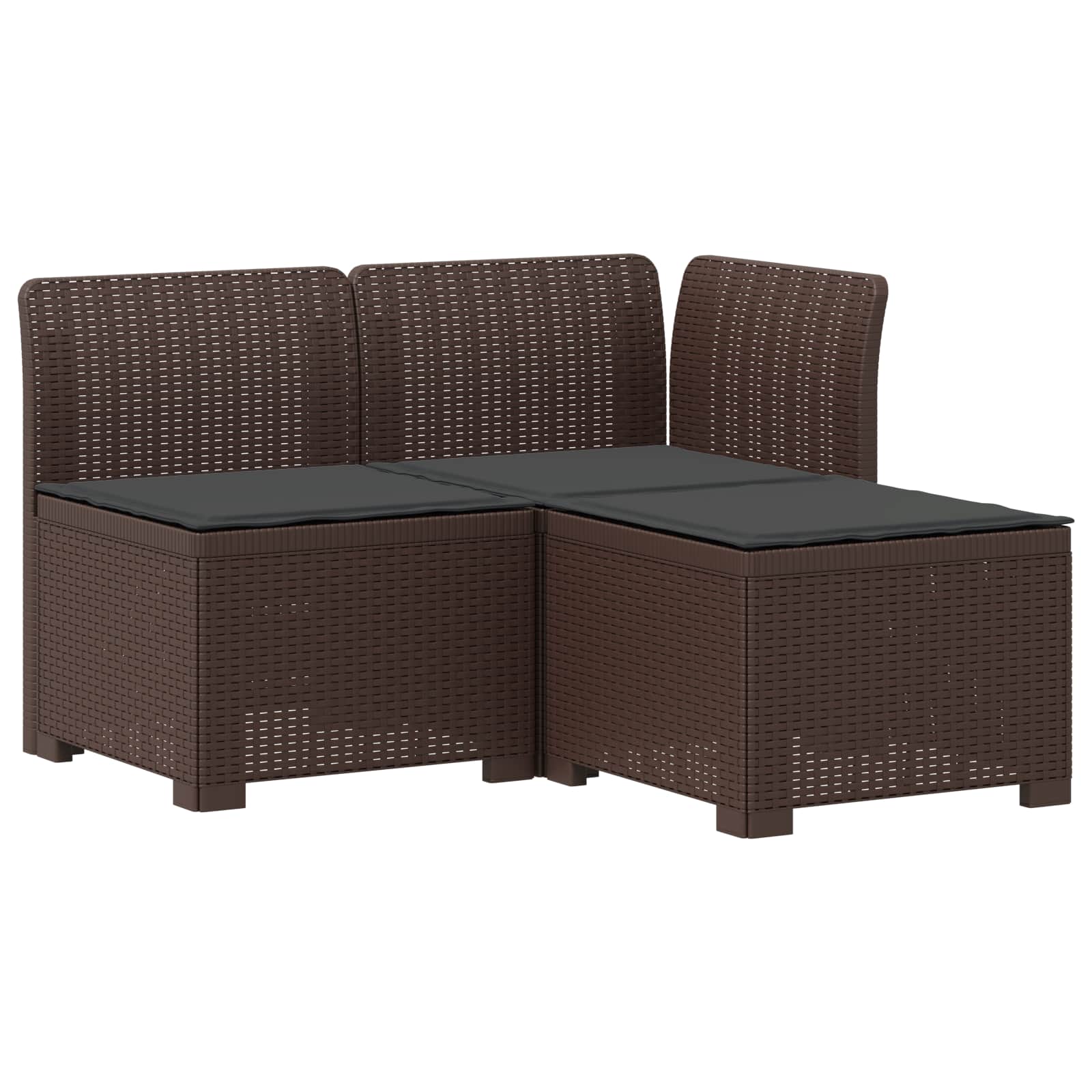 3-zits tuinbank met kussens in rattanlook PP Bruin is nu te koop bij PeponiXL, paradijselijk wonen!