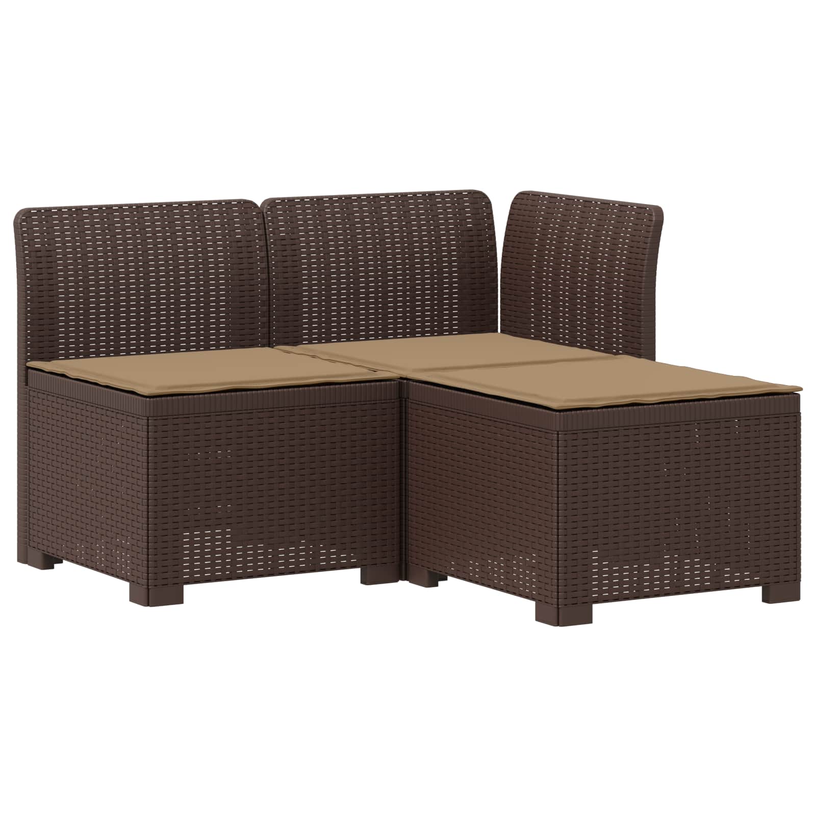 3-zits tuinbank met kussens in rattanlook PP Bruin is nu te koop bij PeponiXL, paradijselijk wonen!