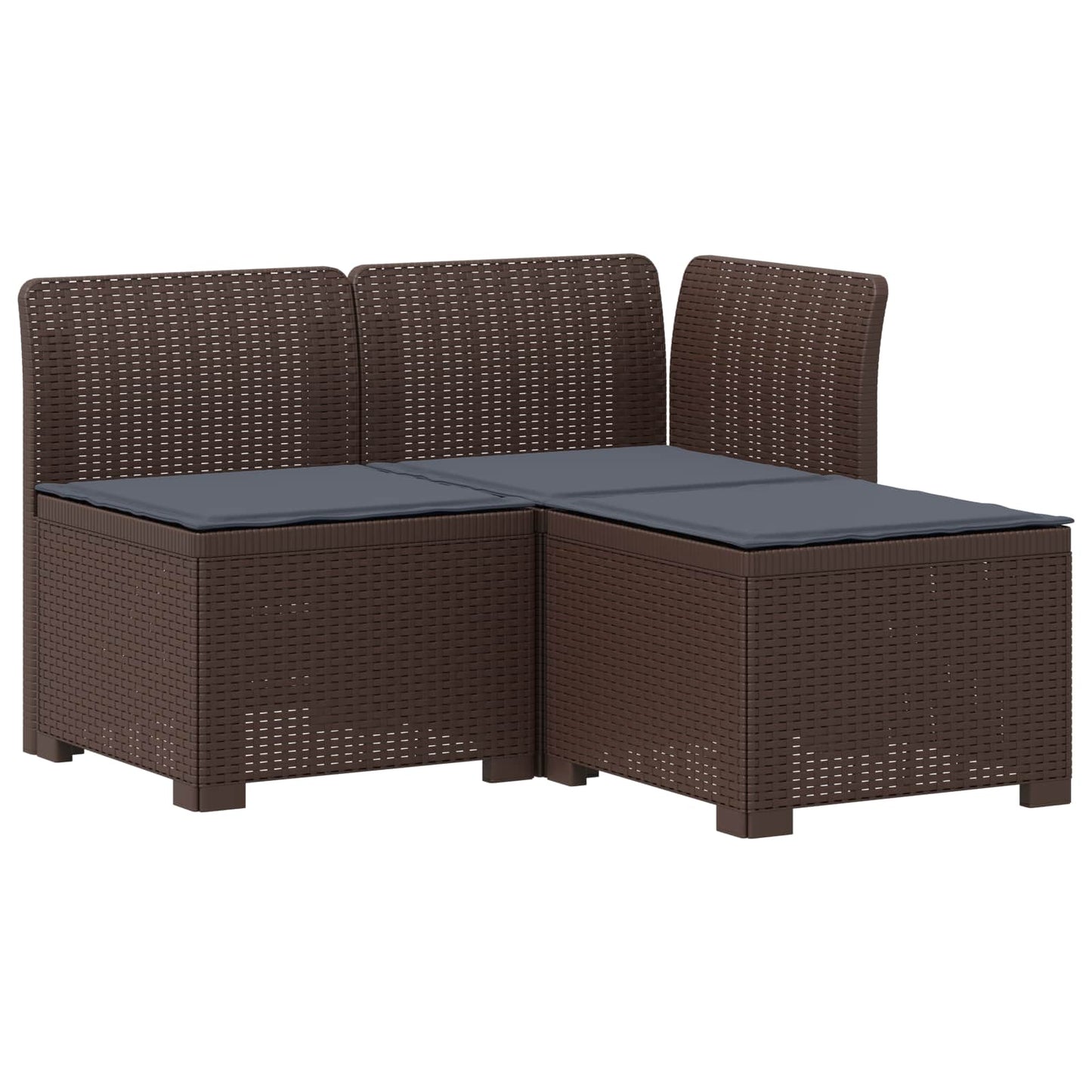 3-zits tuinbank met kussens in rattanlook PP Bruin is nu te koop bij PeponiXL, paradijselijk wonen!