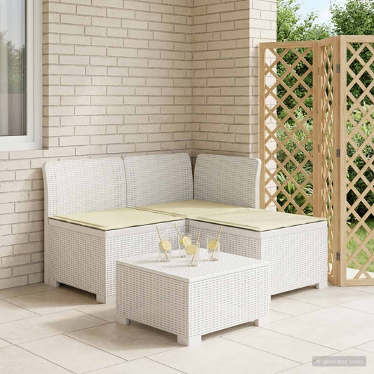 3-zits tuinbank met kussens in rattanlook PP Wit is nu te koop bij PeponiXL, paradijselijk wonen!