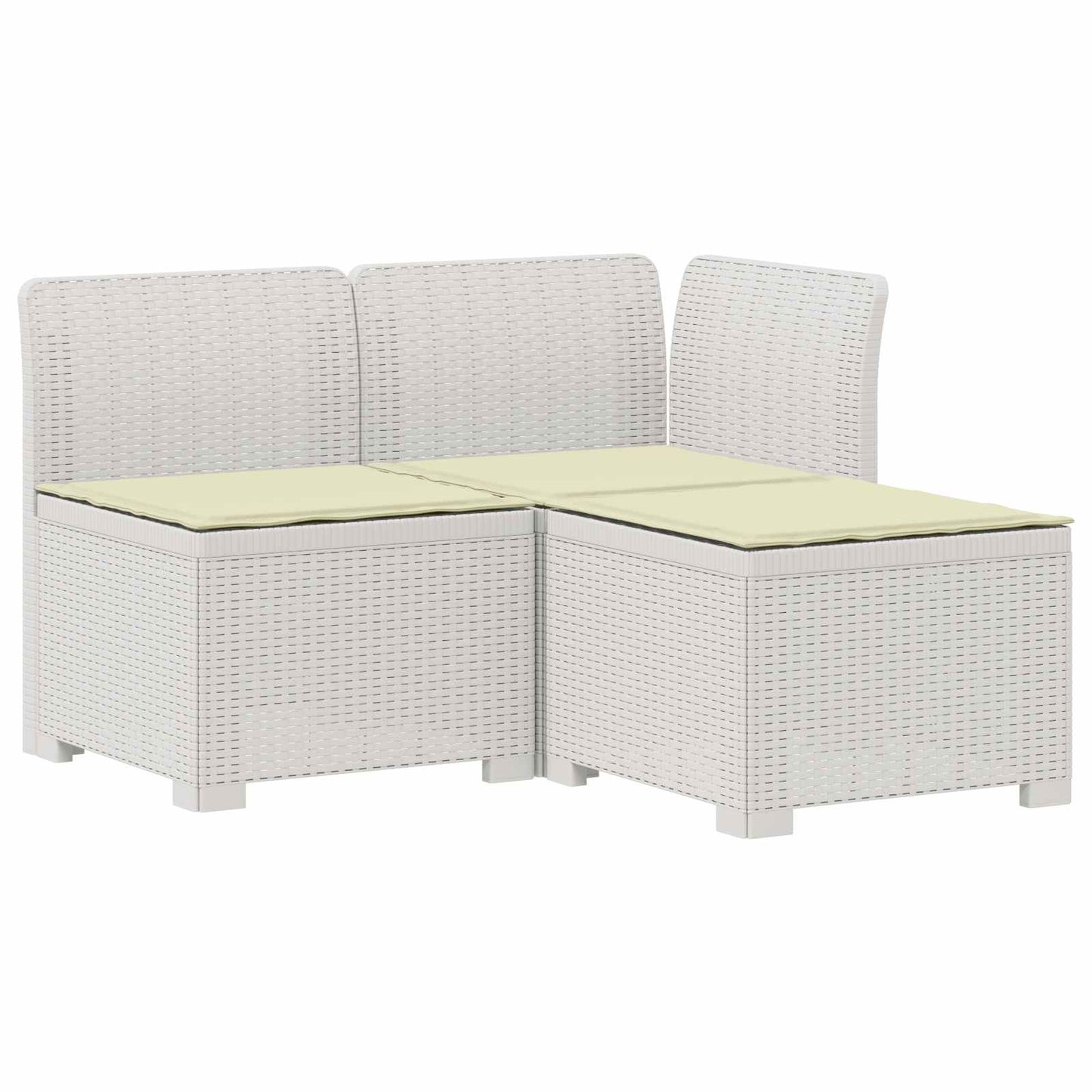 3-zits tuinbank met kussens in rattanlook PP Wit is nu te koop bij PeponiXL, paradijselijk wonen!