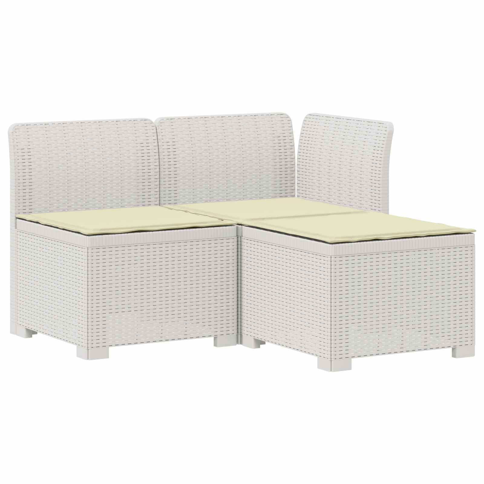 3-zits tuinbank met kussens in rattanlook PP Wit is nu te koop bij PeponiXL, paradijselijk wonen!