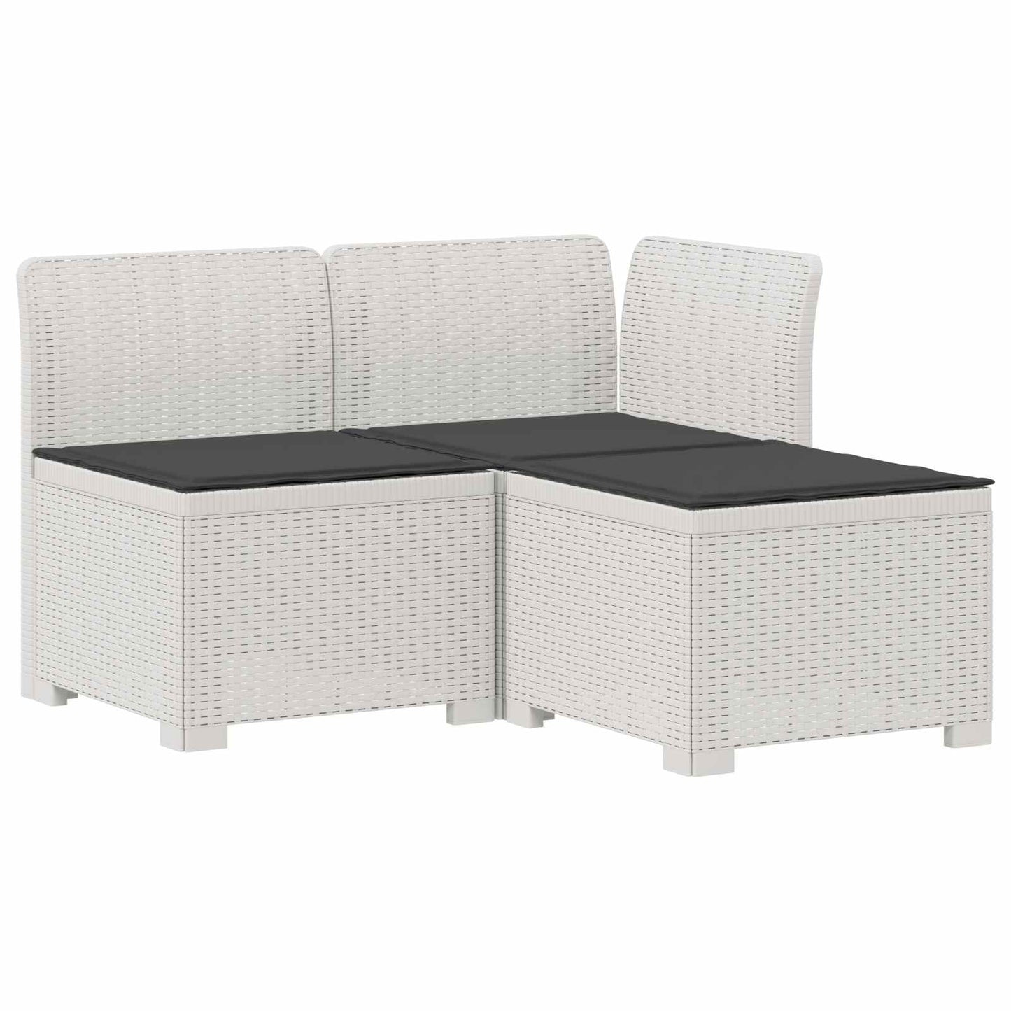 3-zits tuinbank met kussens in rattanlook PP Wit is nu te koop bij PeponiXL, paradijselijk wonen!