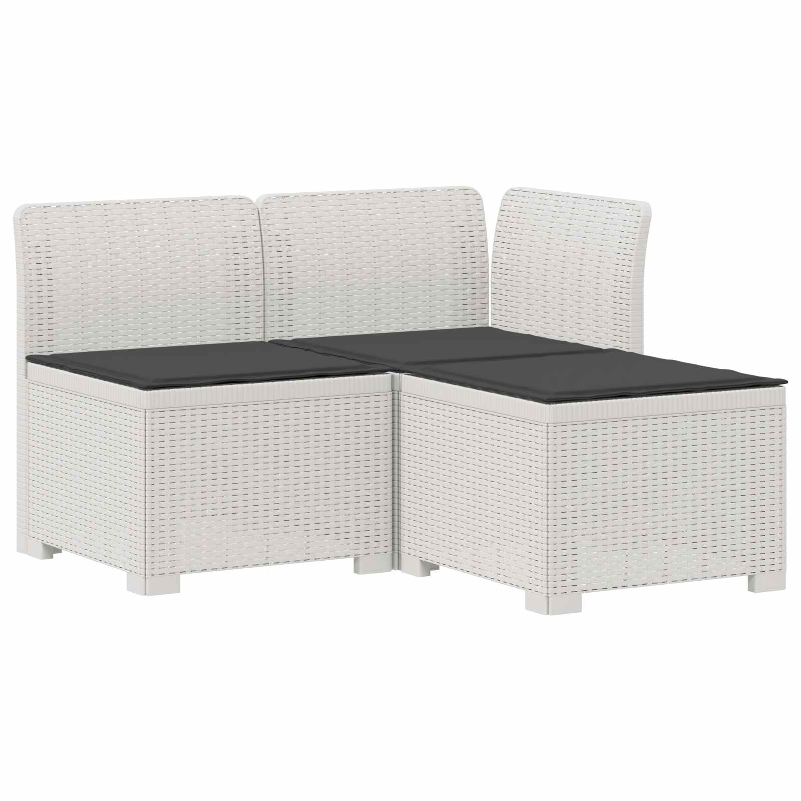 3-zits tuinbank met kussens in rattanlook PP Wit is nu te koop bij PeponiXL, paradijselijk wonen!