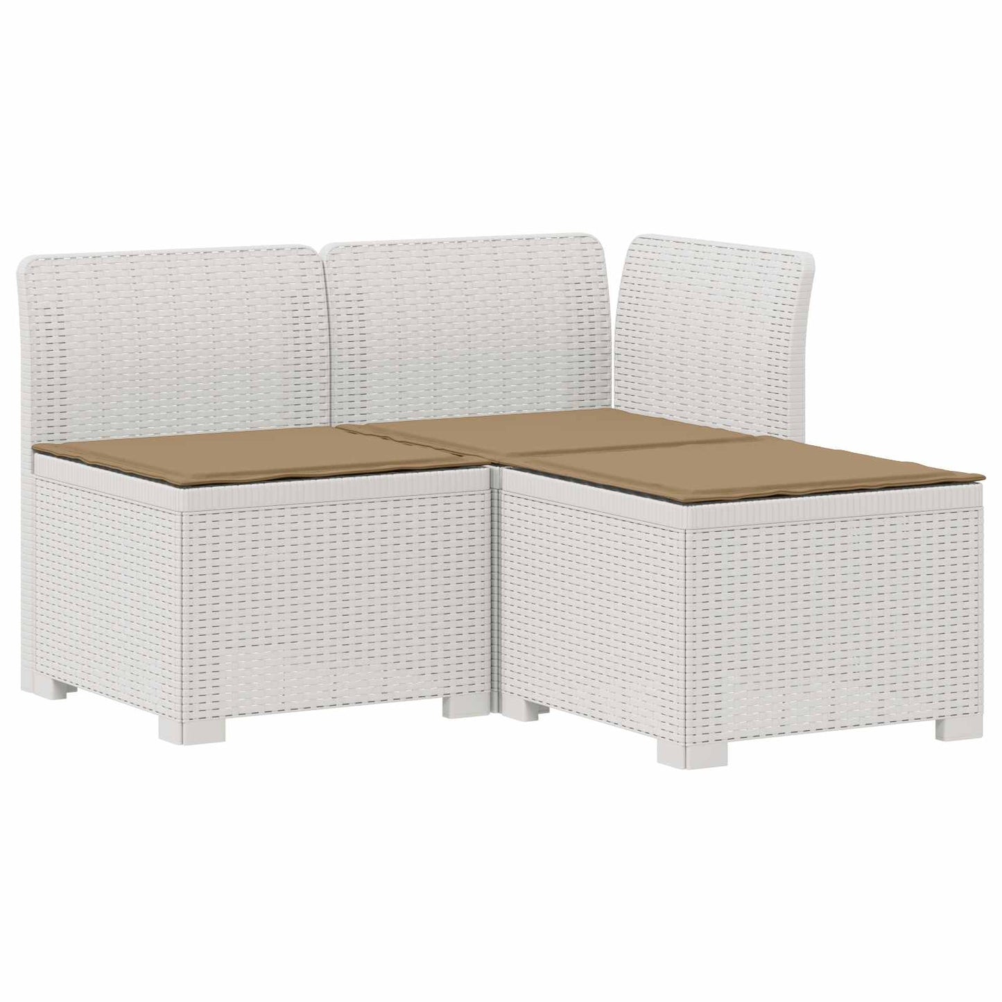 3-zits tuinbank met kussens in rattanlook PP Wit is nu te koop bij PeponiXL, paradijselijk wonen!