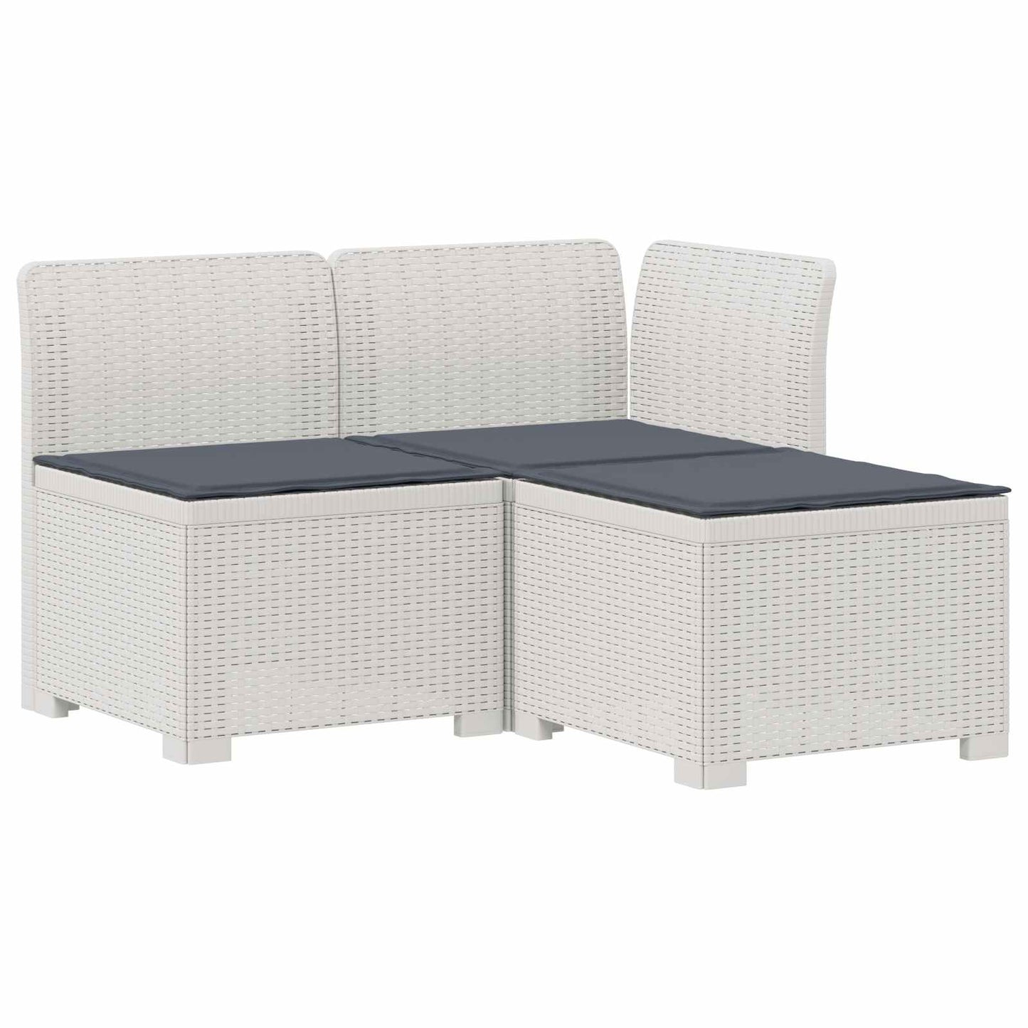 3-zits tuinbank met kussens in rattanlook PP Wit is nu te koop bij PeponiXL, paradijselijk wonen!