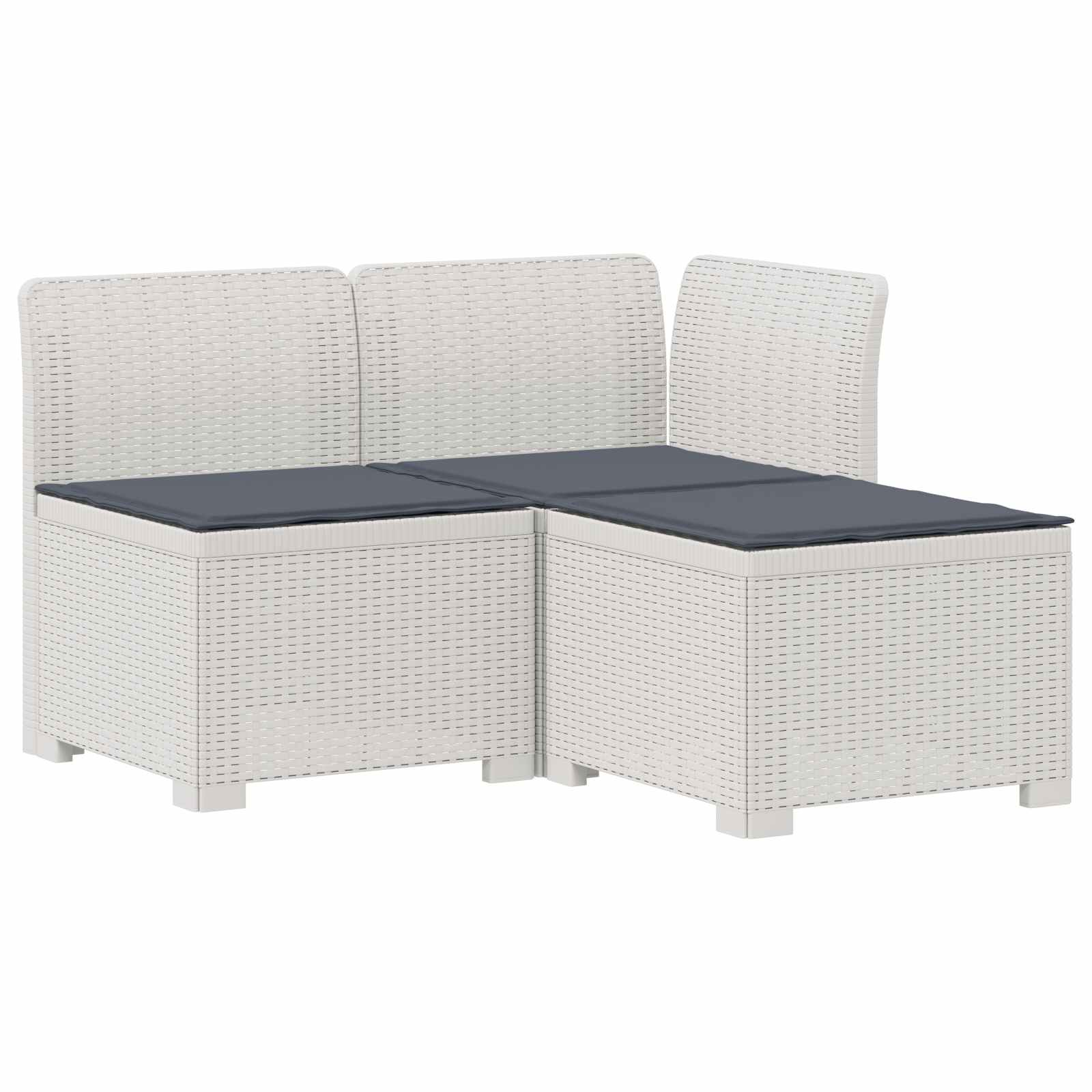 3-zits tuinbank met kussens in rattanlook PP Wit is nu te koop bij PeponiXL, paradijselijk wonen!