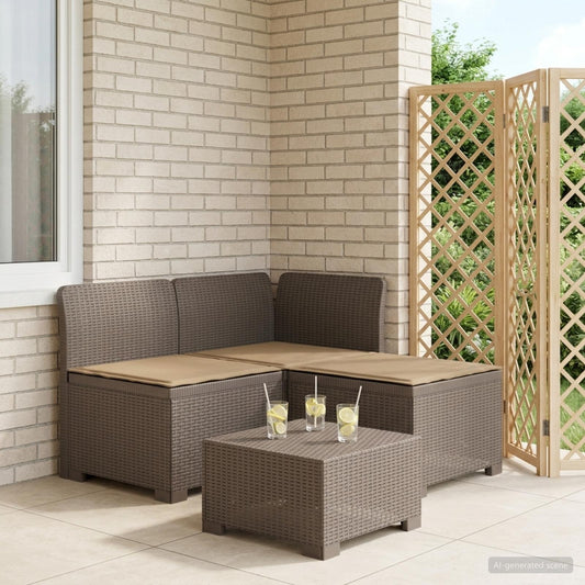 3-zits tuinbank met kussens in rattanlook PP Lichtgrijs is nu te koop bij PeponiXL, paradijselijk wonen!