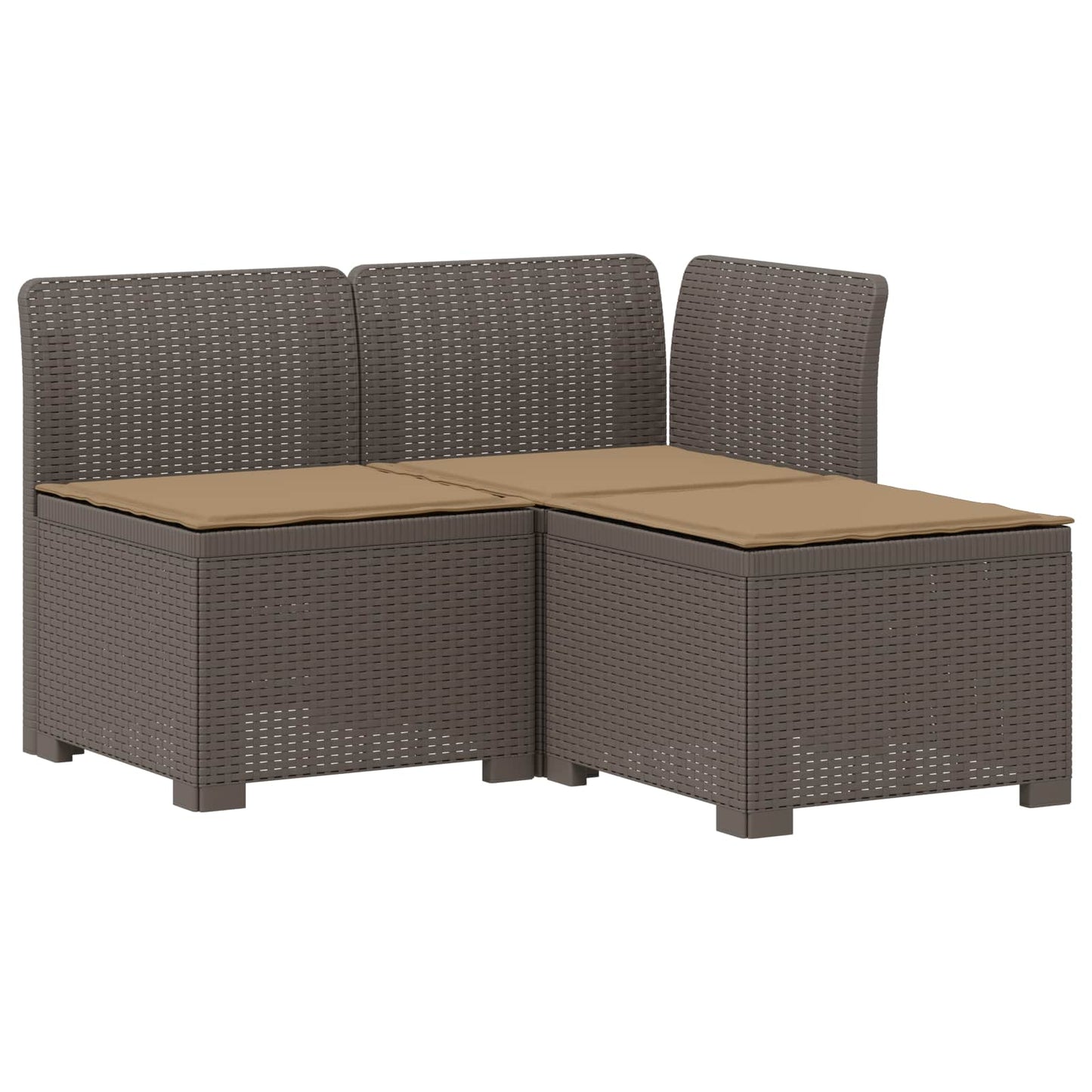 3-zits tuinbank met kussens in rattanlook PP Lichtgrijs is nu te koop bij PeponiXL, paradijselijk wonen!