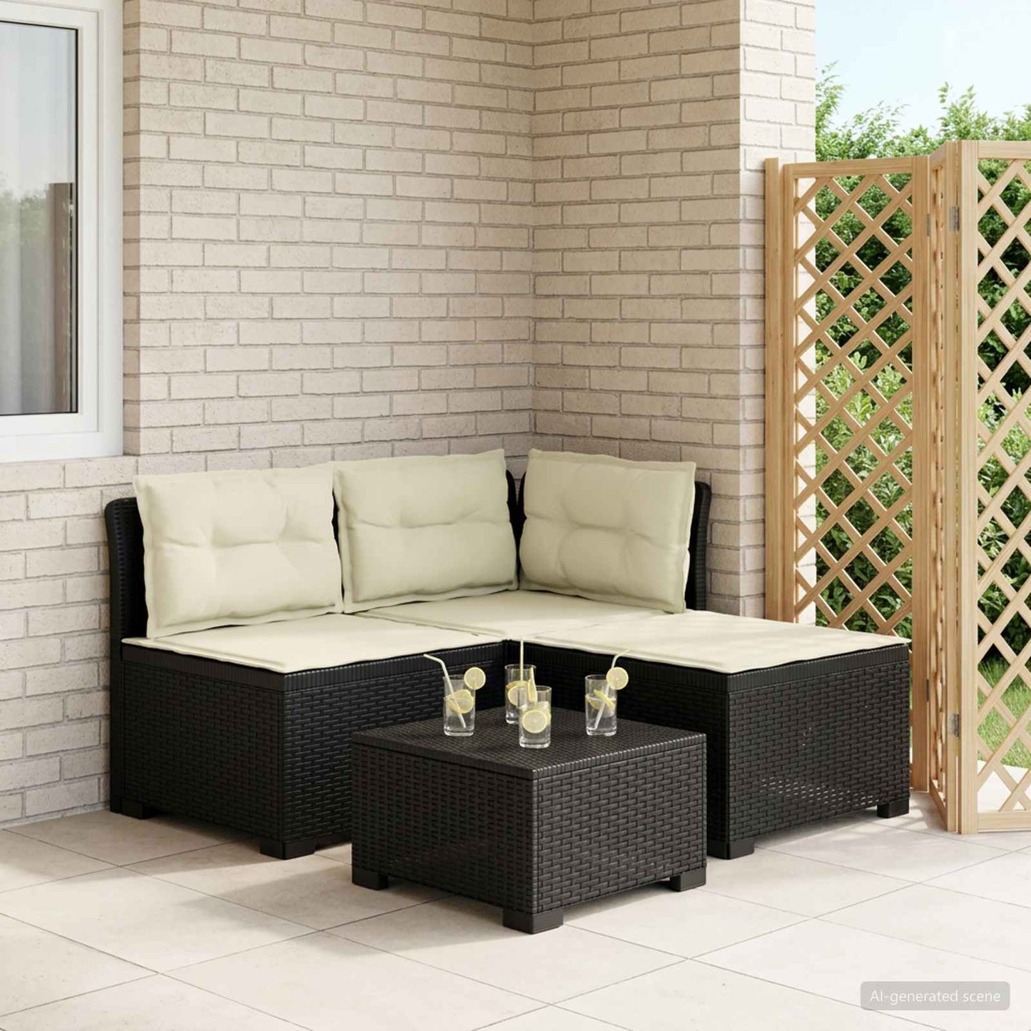 3-zits tuinbank met kussens in rattanlook PP Antraciet is nu te koop bij PeponiXL, paradijselijk wonen!