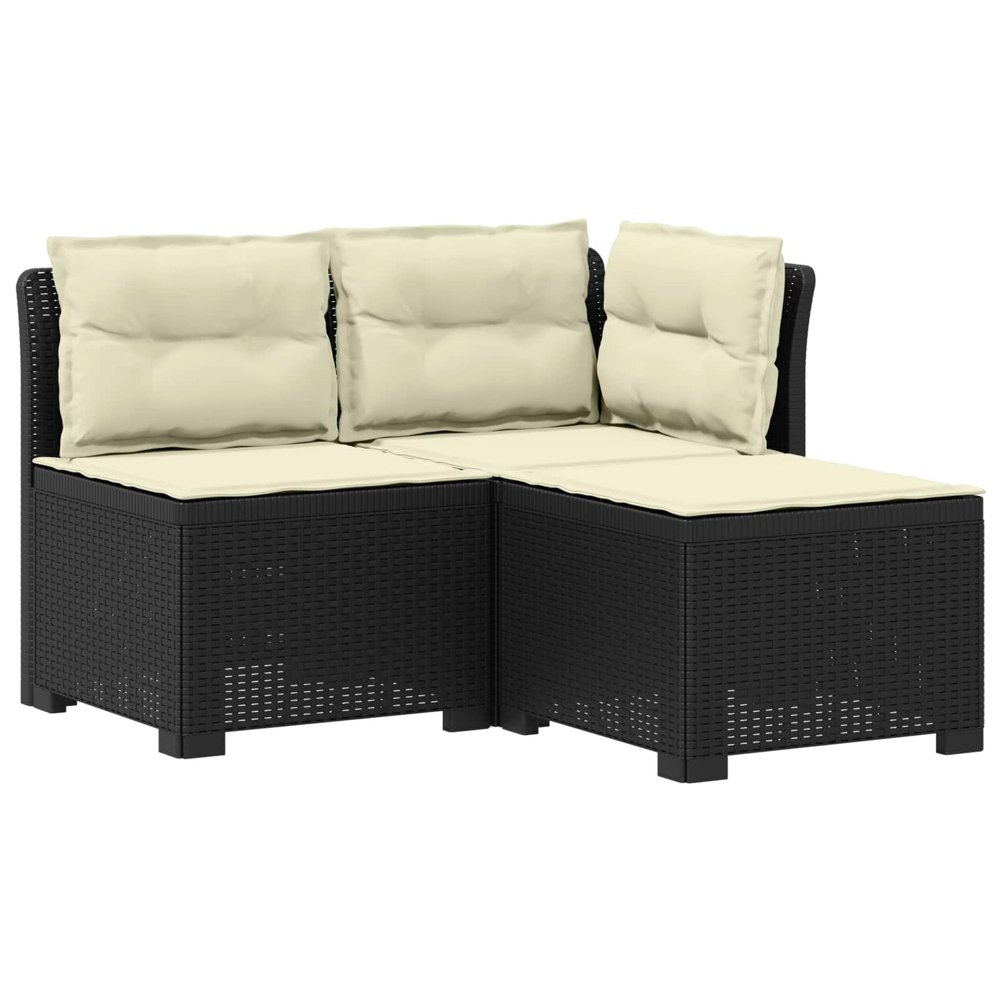3-zits tuinbank met kussens in rattanlook PP Antraciet is nu te koop bij PeponiXL, paradijselijk wonen!