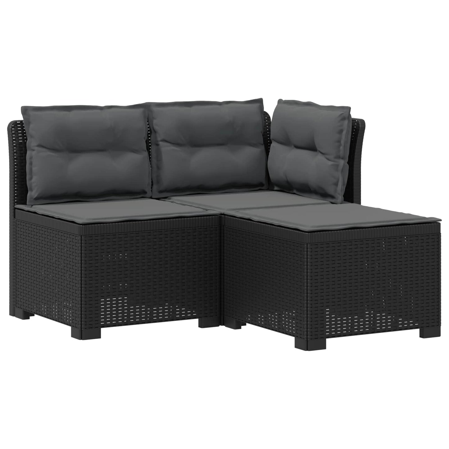 3-zits tuinbank met kussens in rattanlook PP Antraciet is nu te koop bij PeponiXL, paradijselijk wonen!