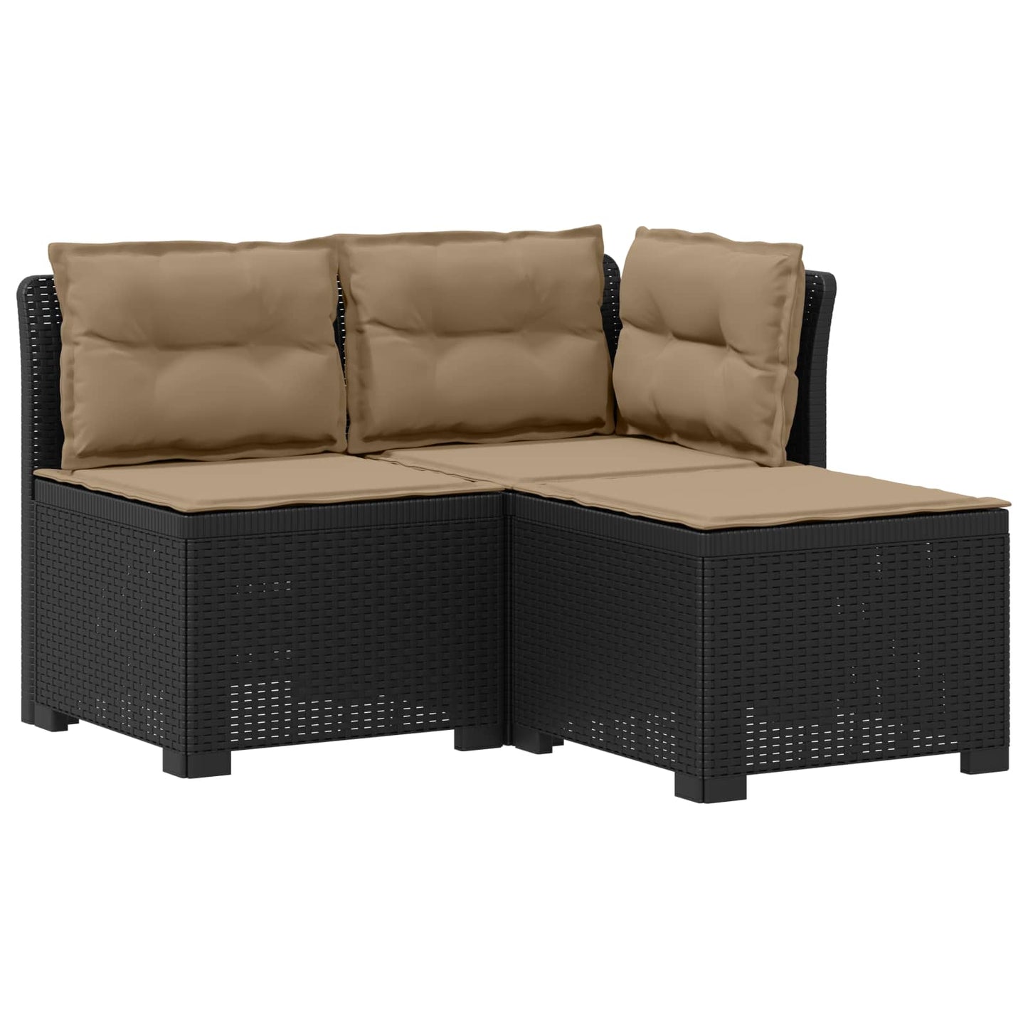3-zits tuinbank met kussens in rattanlook PP Antraciet is nu te koop bij PeponiXL, paradijselijk wonen!