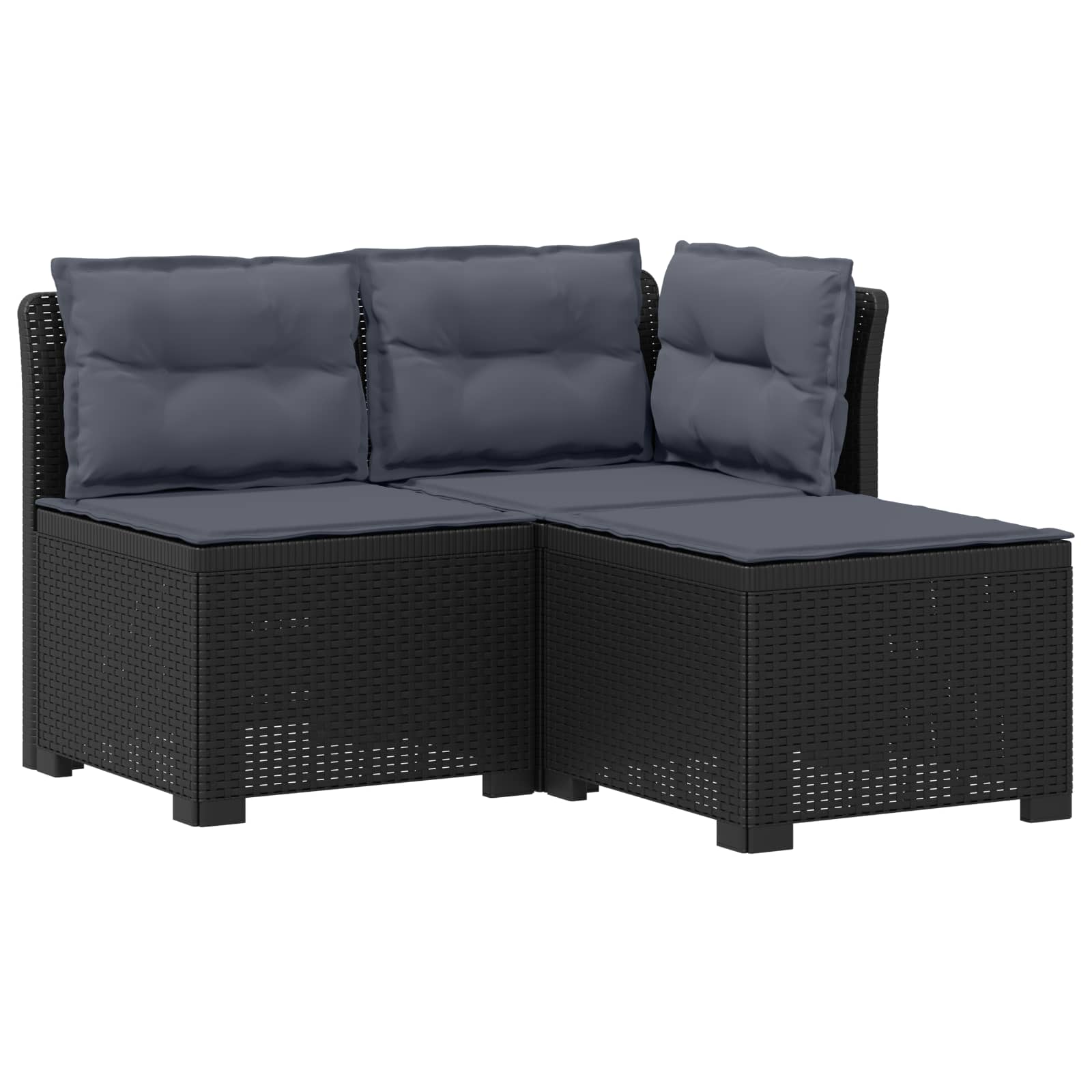 3-zits tuinbank met kussens in rattanlook PP Antraciet is nu te koop bij PeponiXL, paradijselijk wonen!