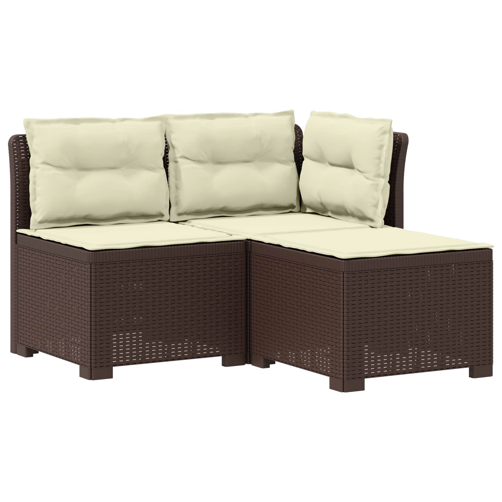 3-zits tuinbank met kussens in rattanlook PP Bruin is nu te koop bij PeponiXL, paradijselijk wonen!