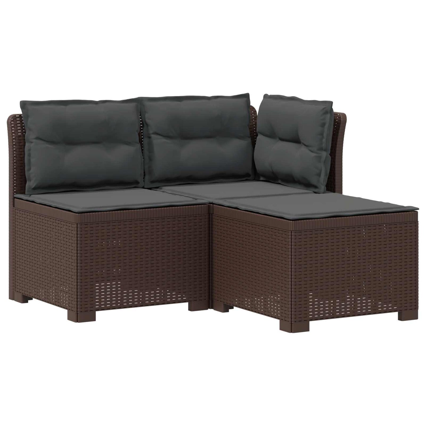 3-zits tuinbank met kussens in rattanlook PP Bruin is nu te koop bij PeponiXL, paradijselijk wonen!
