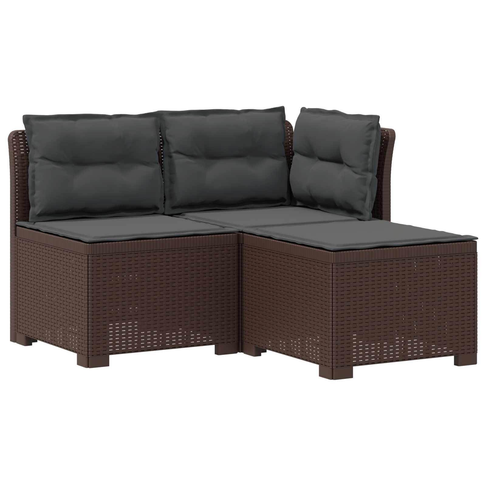 3-zits tuinbank met kussens in rattanlook PP Bruin is nu te koop bij PeponiXL, paradijselijk wonen!