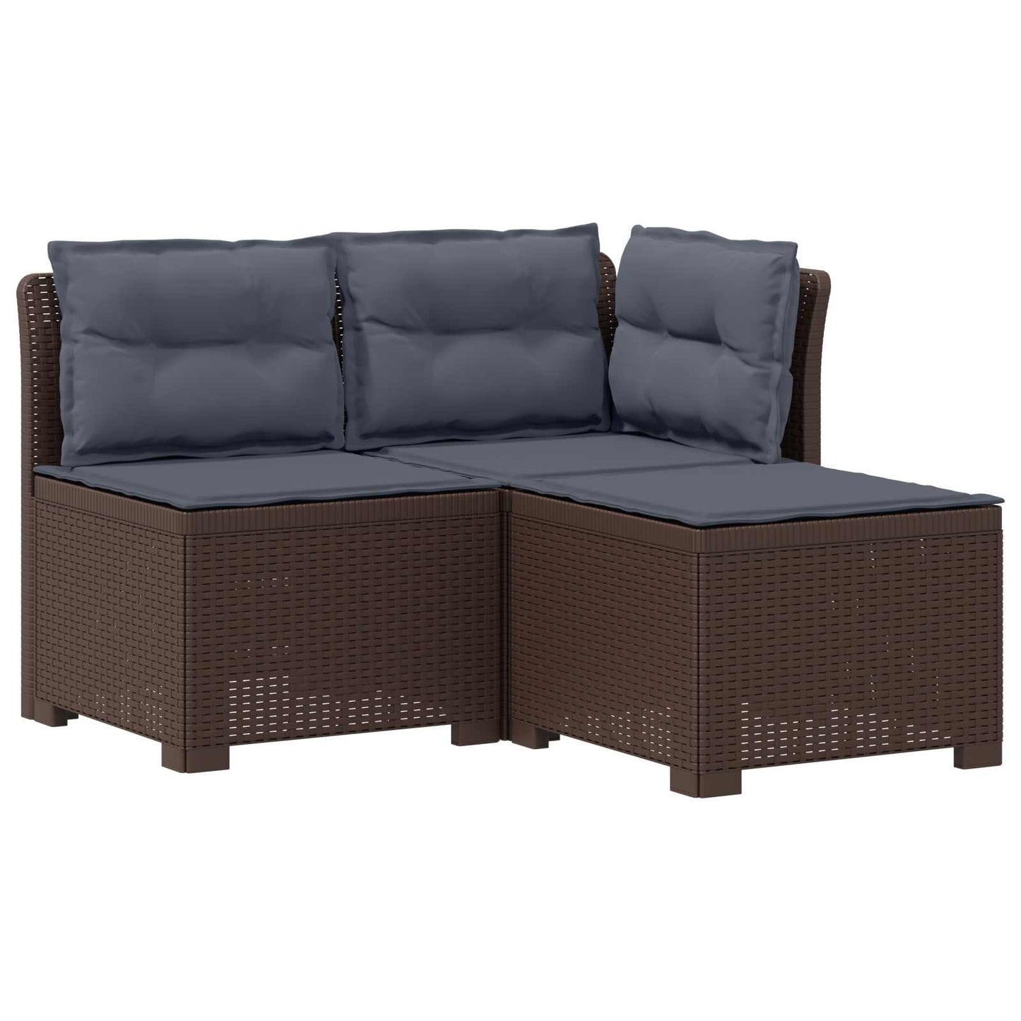 3-zits tuinbank met kussens in rattanlook PP Bruin is nu te koop bij PeponiXL, paradijselijk wonen!