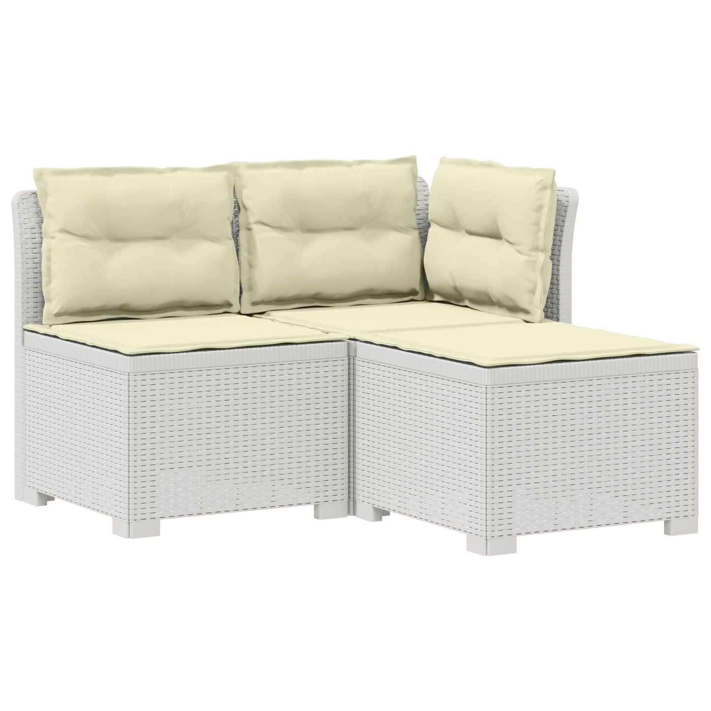 3-zits tuinbank met kussens in rattanlook PP Wit is nu te koop bij PeponiXL, paradijselijk wonen!