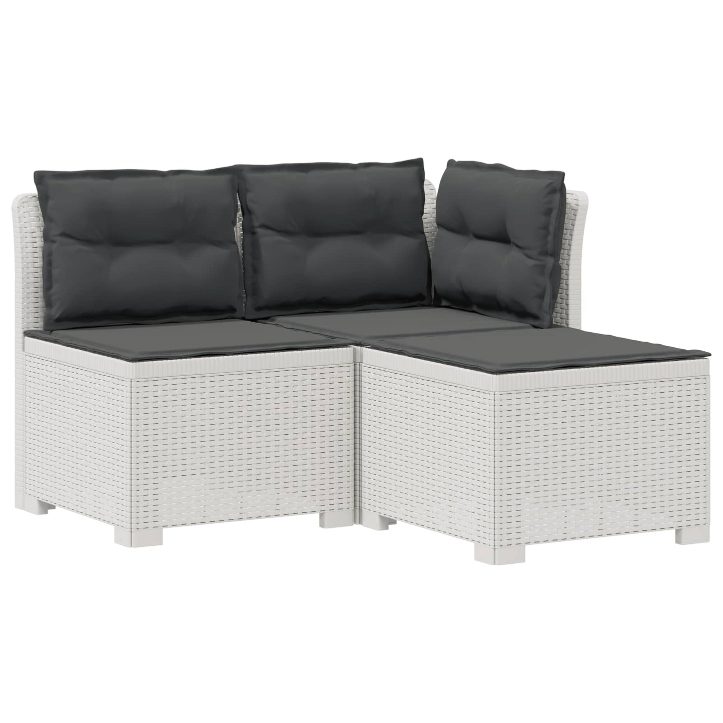 3-zits tuinbank met kussens in rattanlook PP Wit is nu te koop bij PeponiXL, paradijselijk wonen!