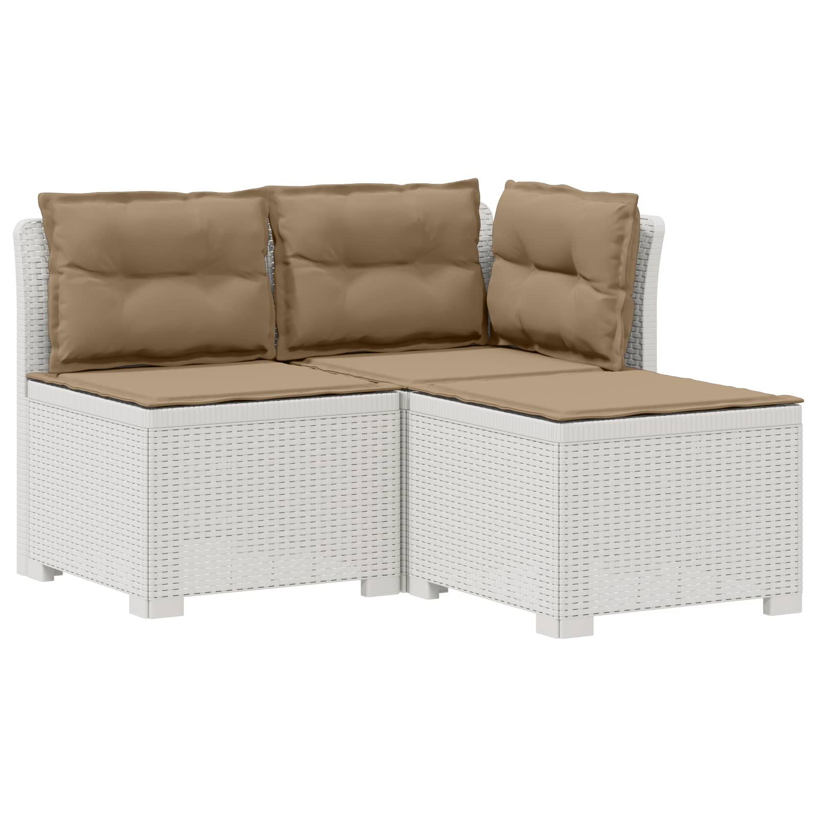 3-zits tuinbank met kussens in rattanlook PP Wit is nu te koop bij PeponiXL, paradijselijk wonen!