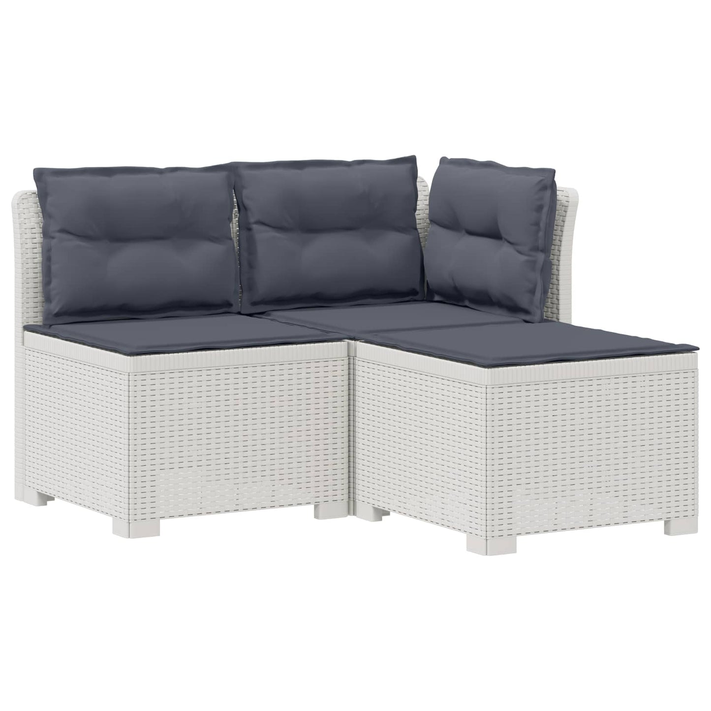 3-zits tuinbank met kussens in rattanlook PP Wit is nu te koop bij PeponiXL, paradijselijk wonen!