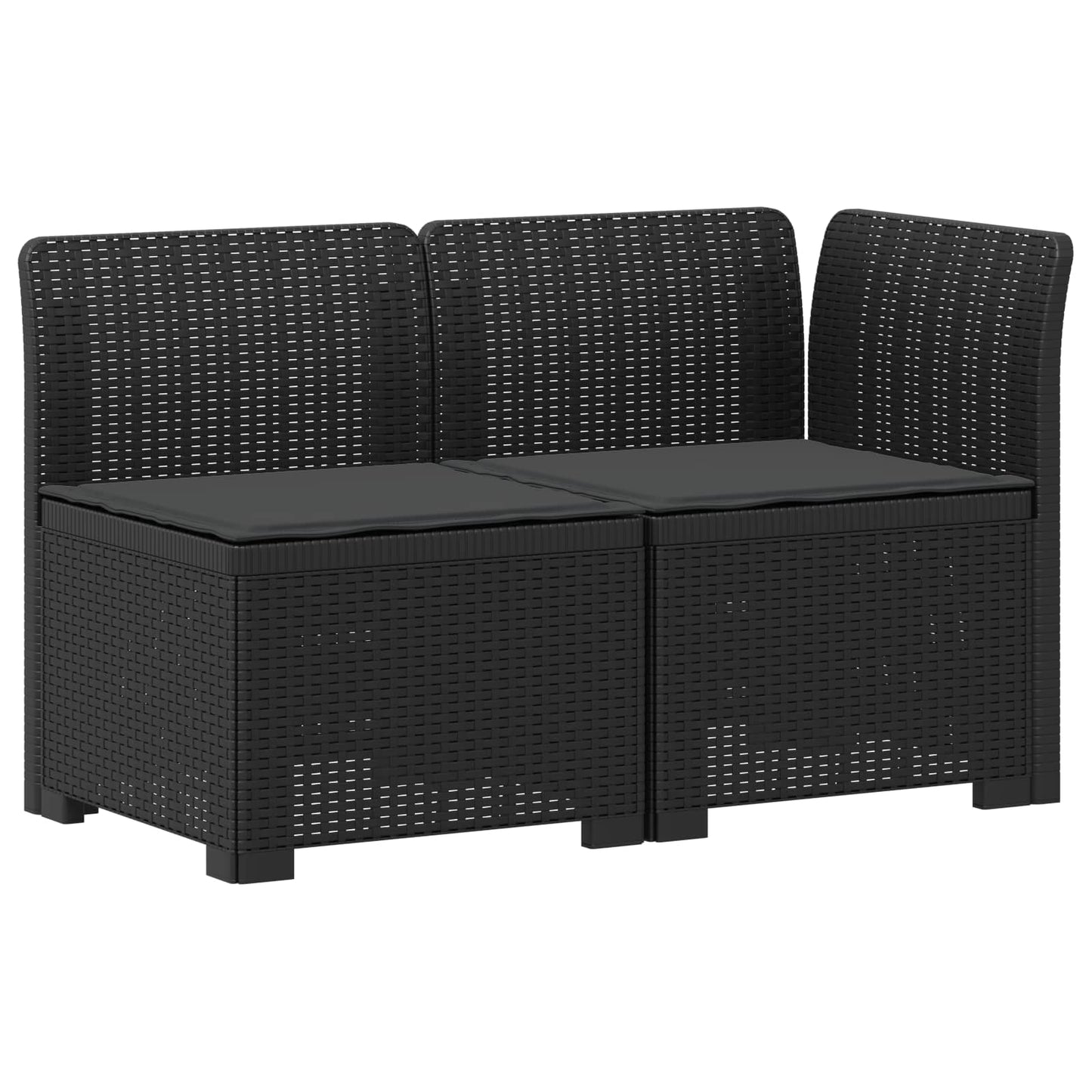 Tweedelige Tuinbank met Kussens Rattan Look PP Antraciet is nu te koop bij PeponiXL, paradijselijk wonen!