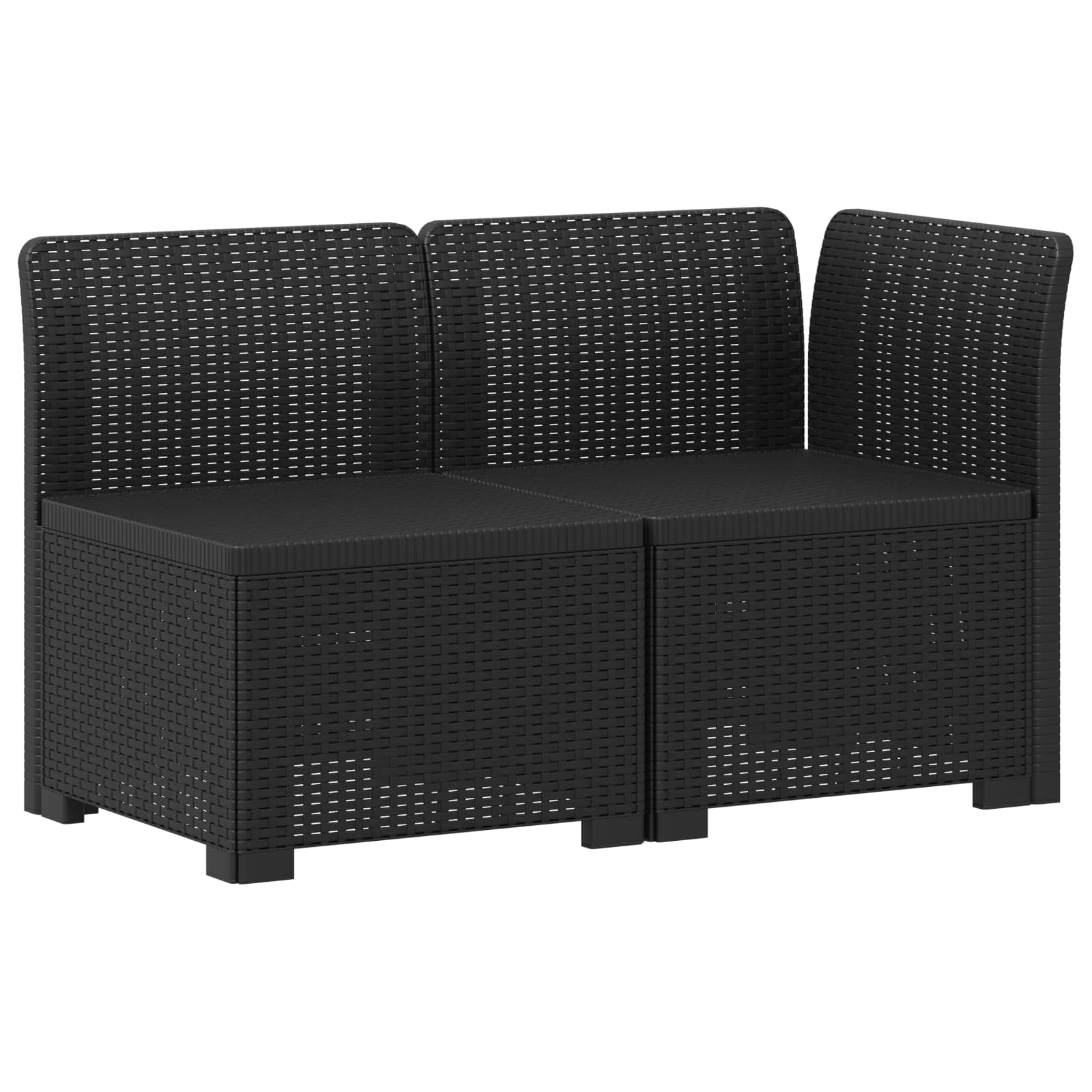 Tweedelige Tuinbank met Kussens Rattan Look PP Antraciet is nu te koop bij PeponiXL, paradijselijk wonen!