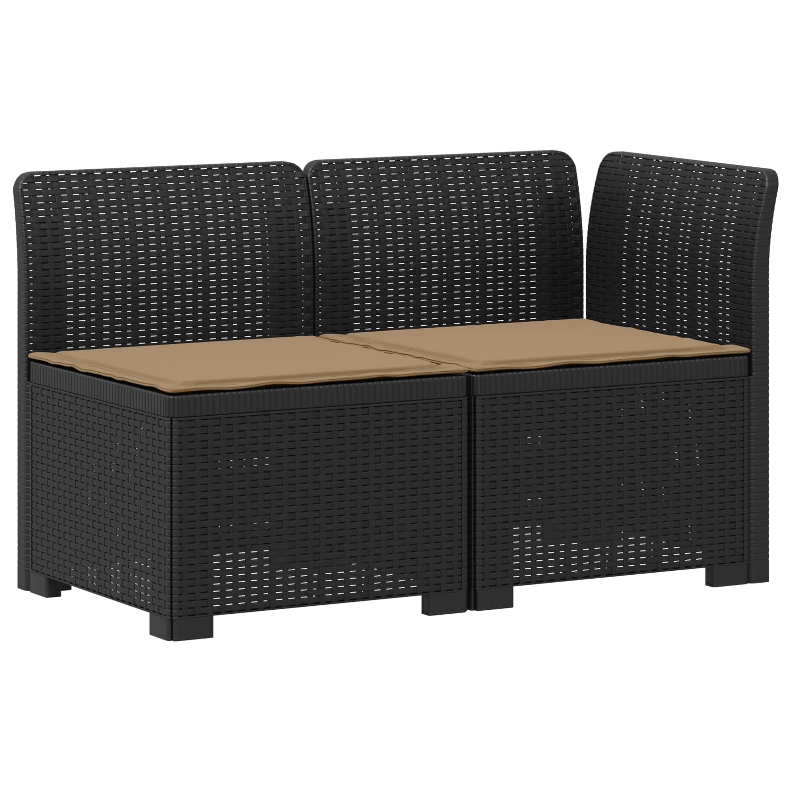 Tweedelige Tuinbank met Kussens Rattan Look PP Antraciet is nu te koop bij PeponiXL, paradijselijk wonen!