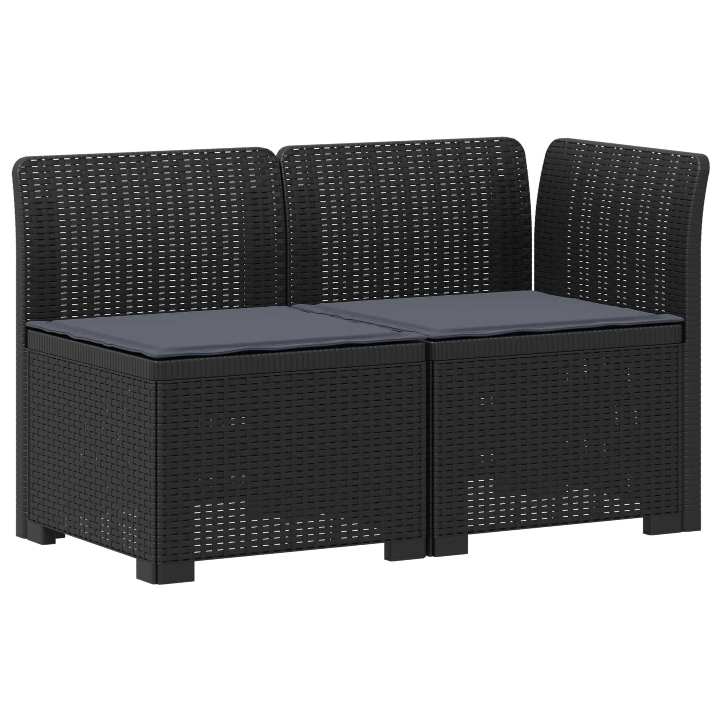 Tweedelige Tuinbank met Kussens Rattan Look PP Antraciet is nu te koop bij PeponiXL, paradijselijk wonen!