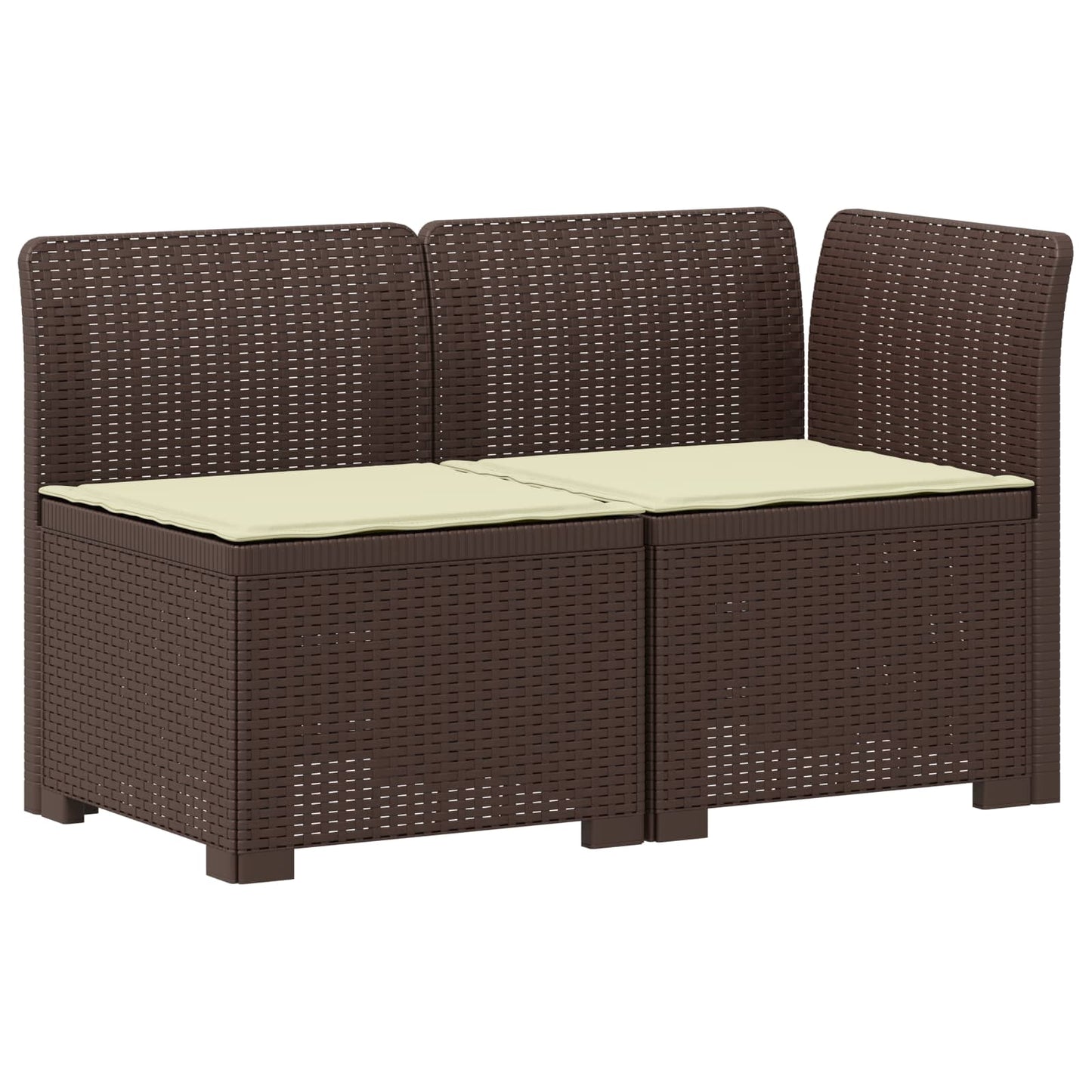 Tweedelige Tuinbank met Kussens Rattan Look PP Bruin is nu te koop bij PeponiXL, paradijselijk wonen!