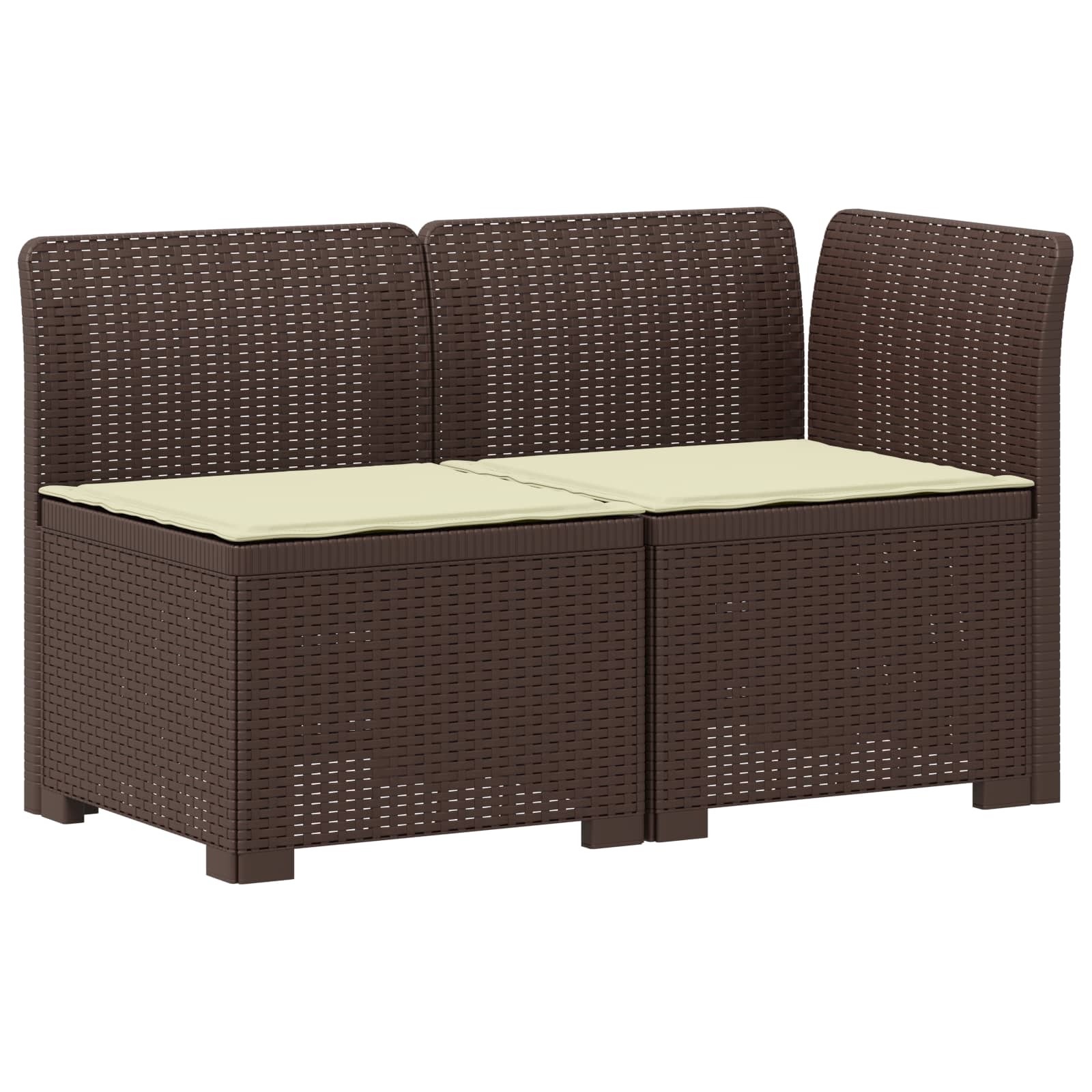 Tweedelige Tuinbank met Kussens Rattan Look PP Bruin is nu te koop bij PeponiXL, paradijselijk wonen!