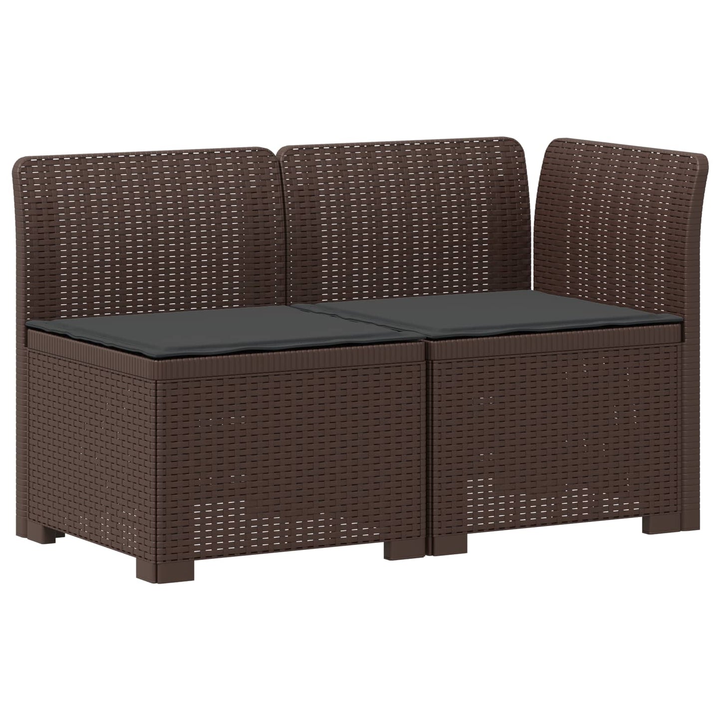 Tweedelige Tuinbank met Kussens Rattan Look PP Bruin is nu te koop bij PeponiXL, paradijselijk wonen!